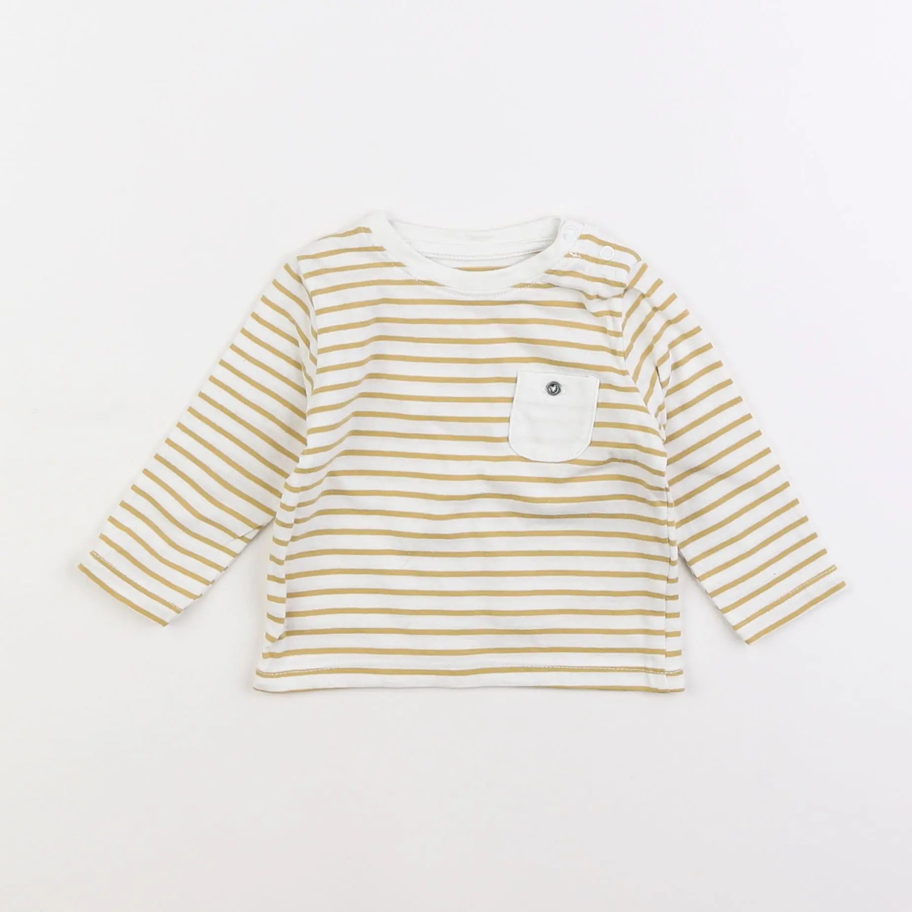 Vertbaudet - tee-shirt jaune, blanc - 3 mois