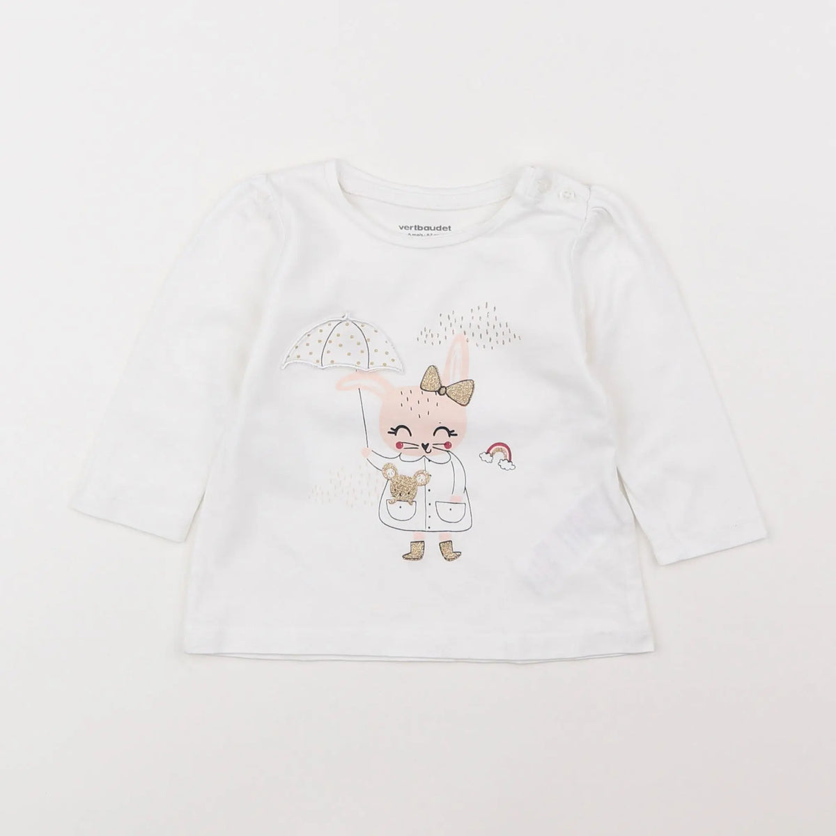 Vertbaudet - tee-shirt blanc - 6 mois