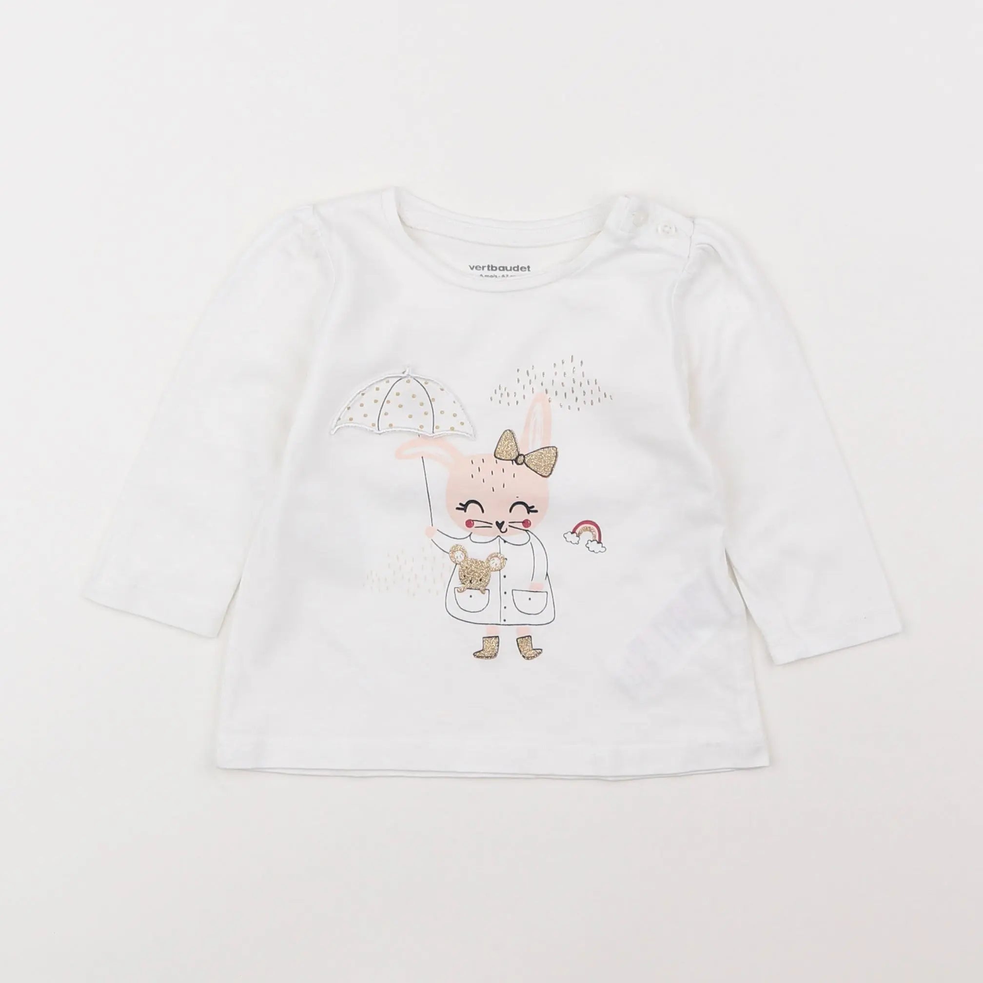 Vertbaudet - tee-shirt blanc - 6 mois