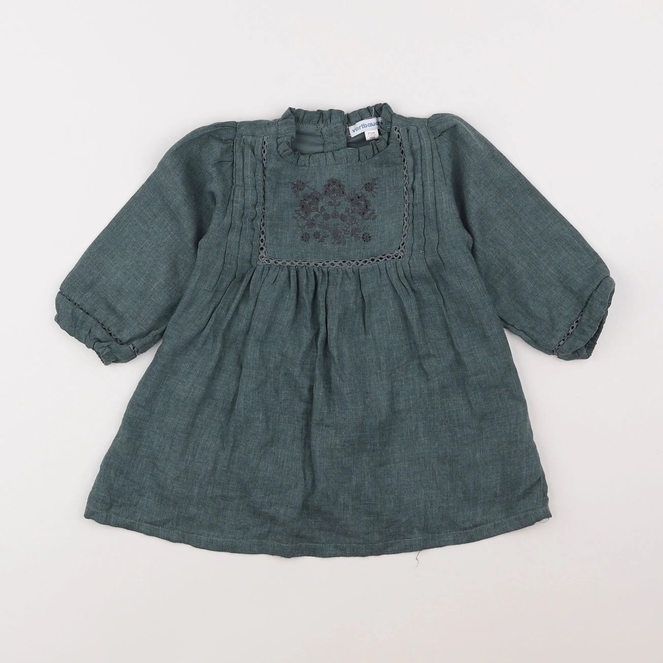 Vertbaudet - robe vert - 18 mois