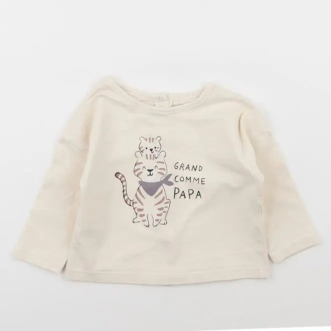 Vertbaudet - tee-shirt beige - 6 mois