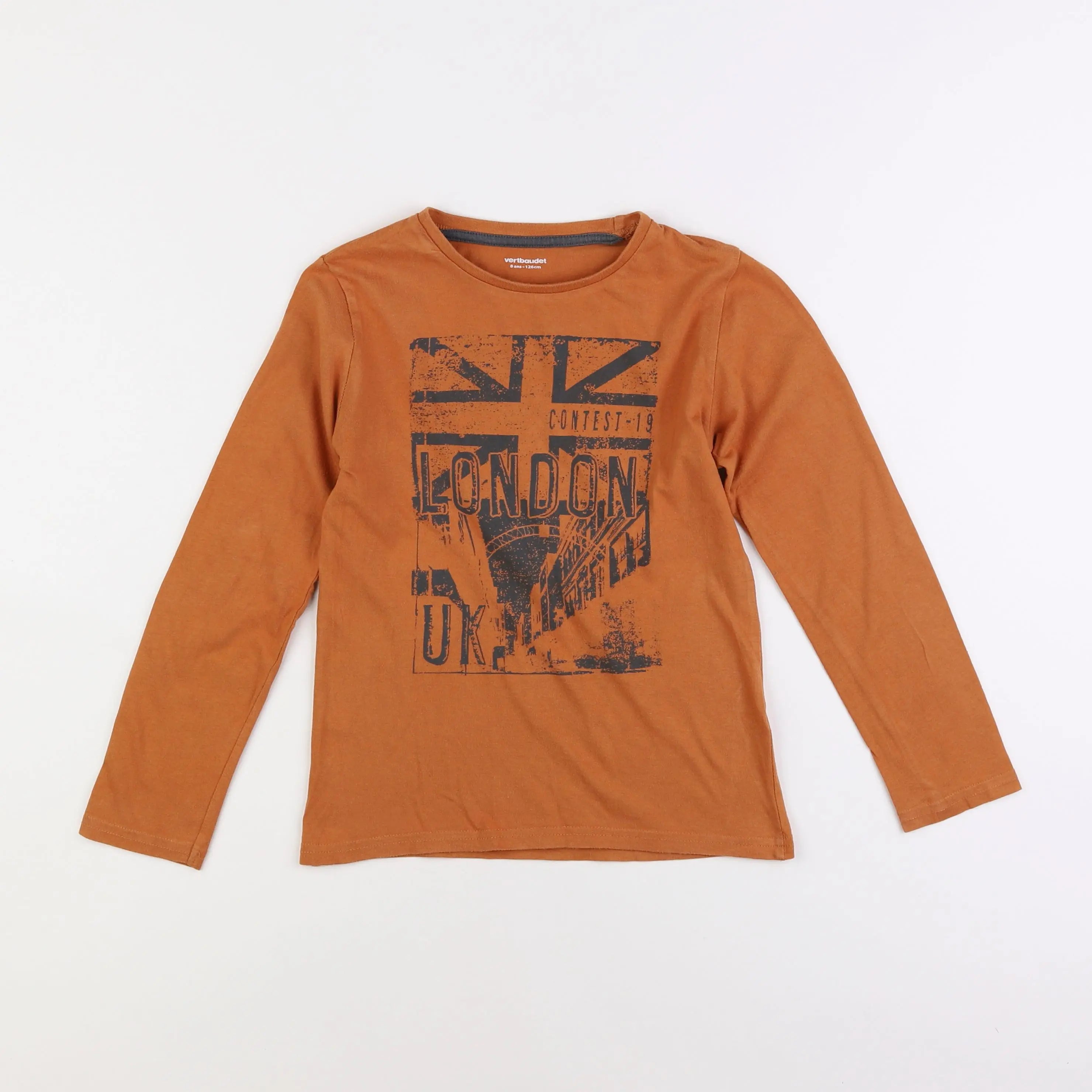 Vertbaudet - tee-shirt marron - 8 ans