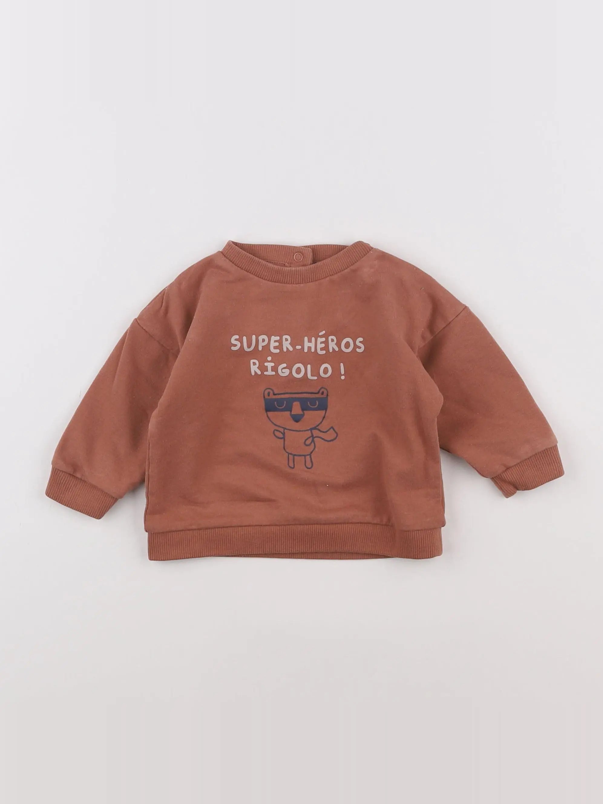 Vertbaudet - sweat marron - 6 mois