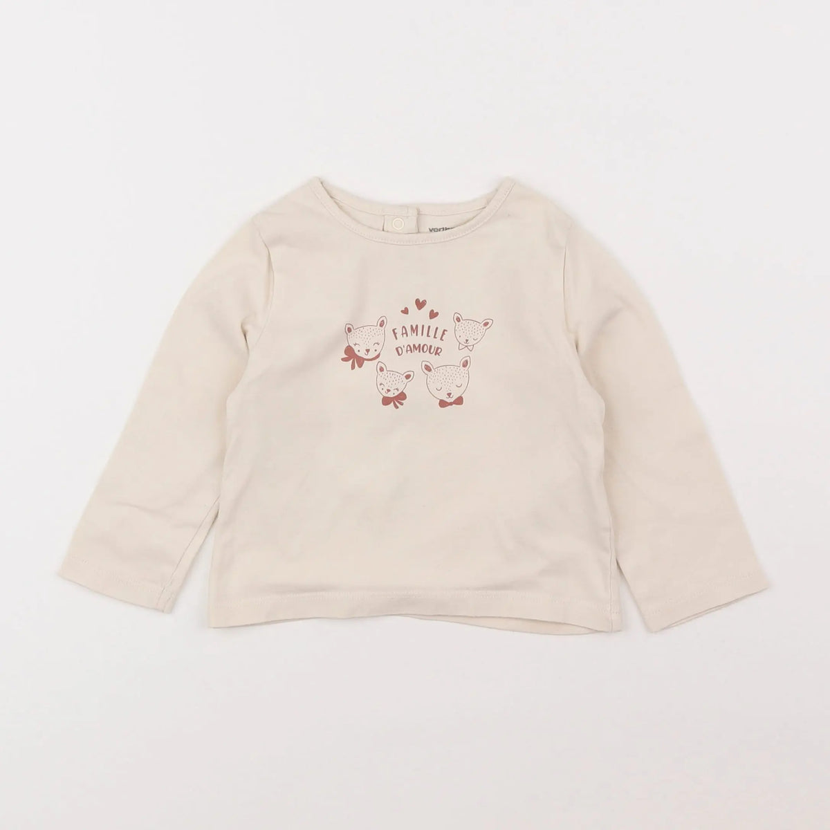 Vertbaudet - tee-shirt beige - 12 mois
