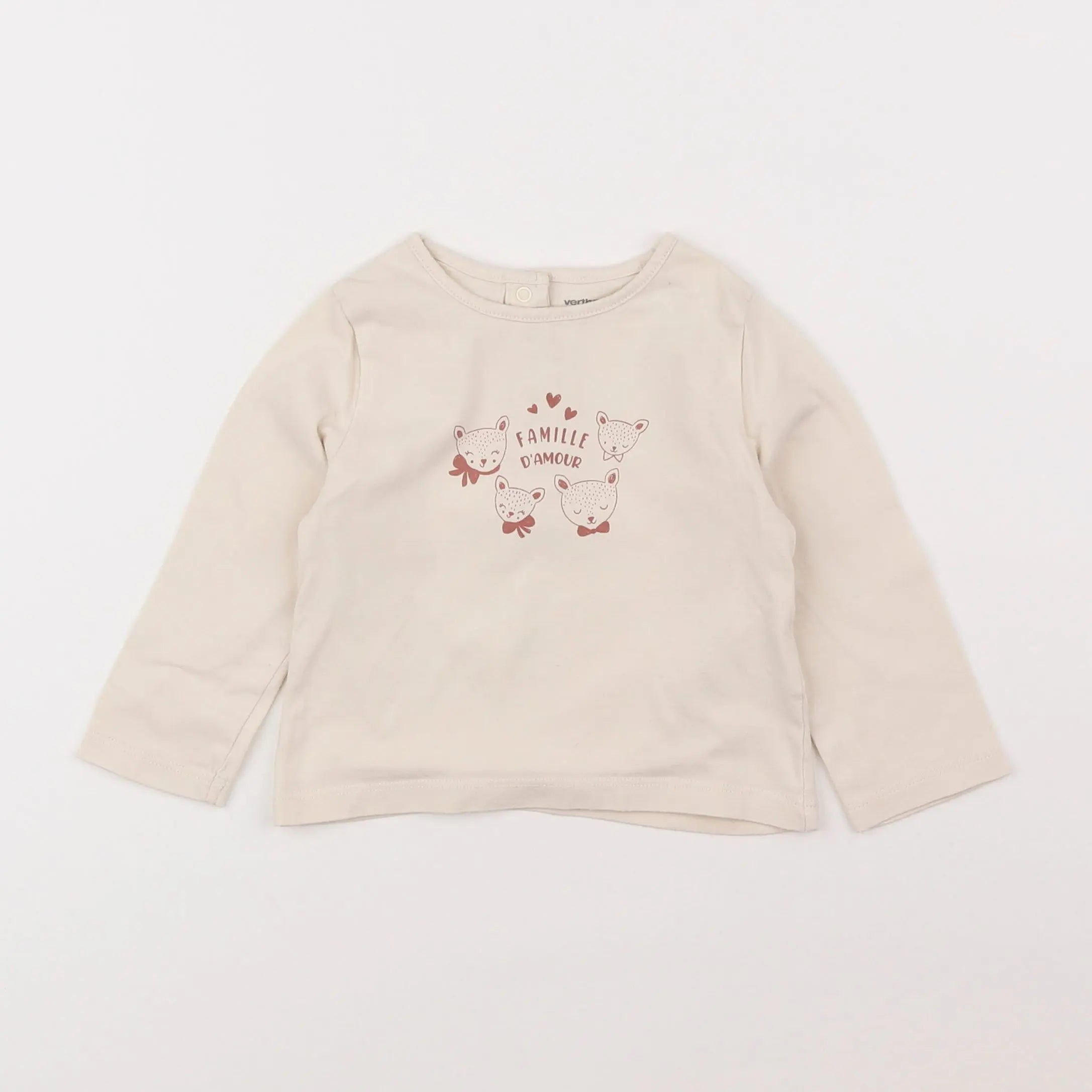 Vertbaudet - tee-shirt beige - 12 mois
