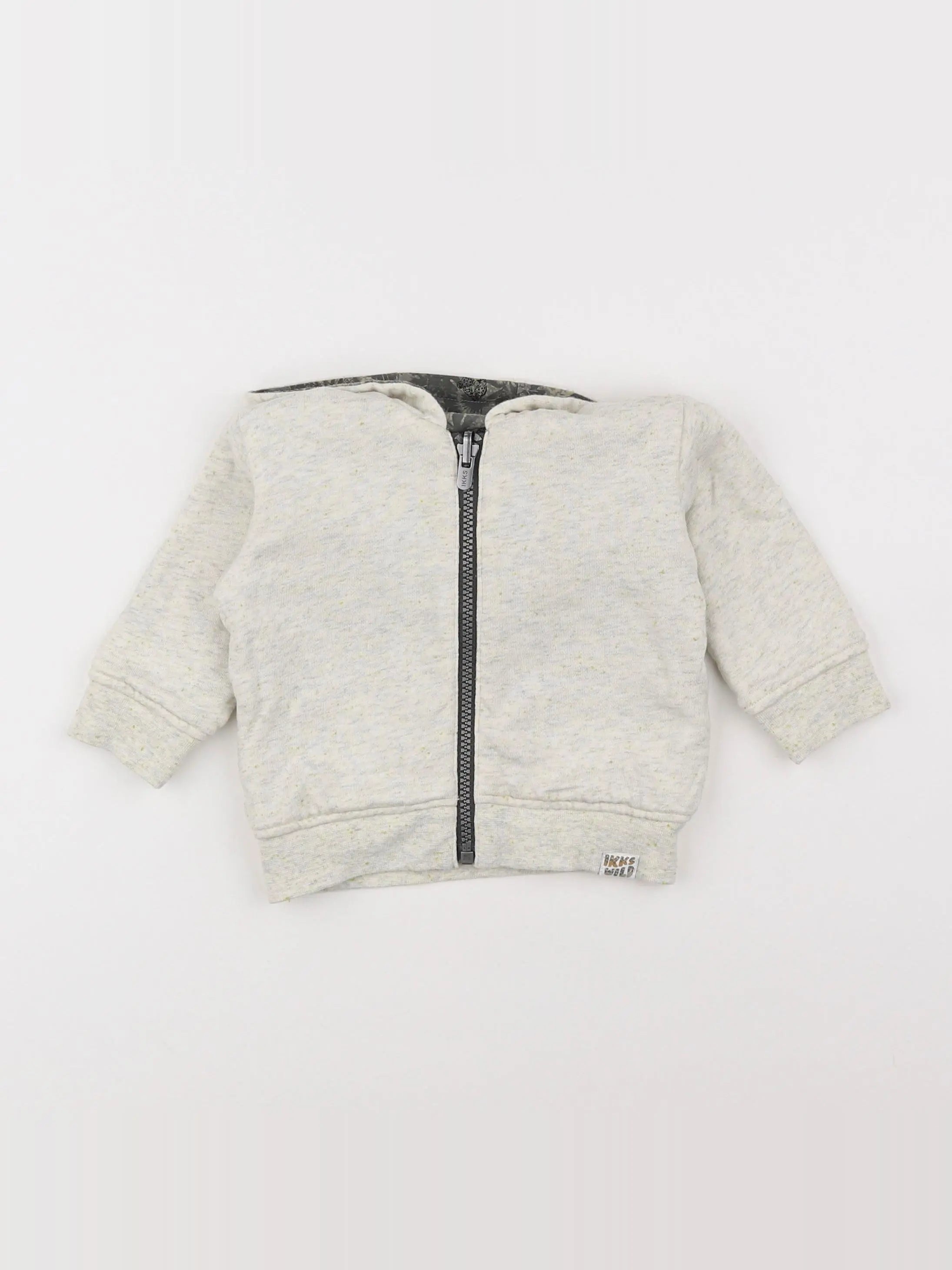 IKKS - sweat réversible, imprimé au dos gris - 12 mois