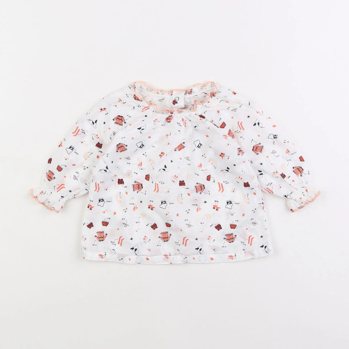 Vertbaudet - blouse blanc, rose - 6 mois