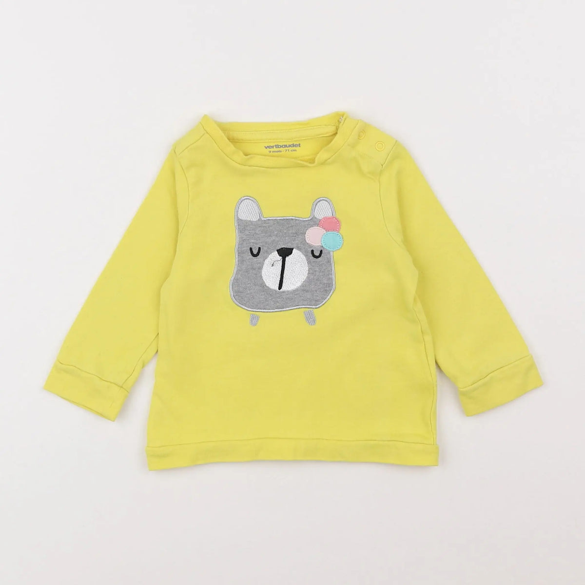 Vertbaudet - sweat jaune - 9 mois