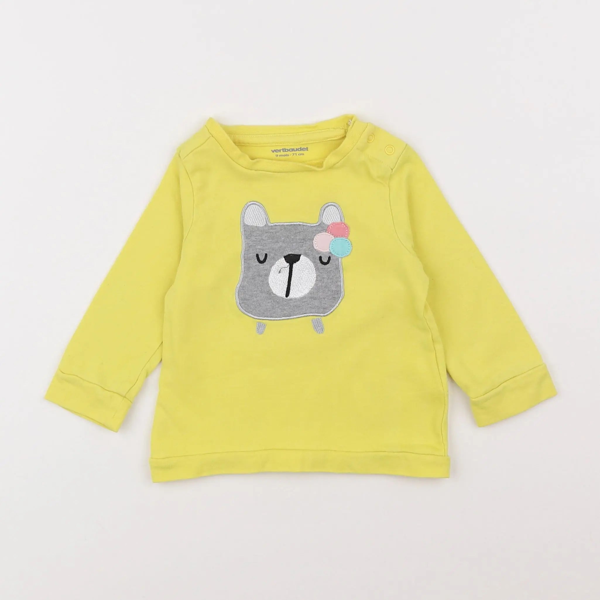 Vertbaudet - sweat jaune - 9 mois