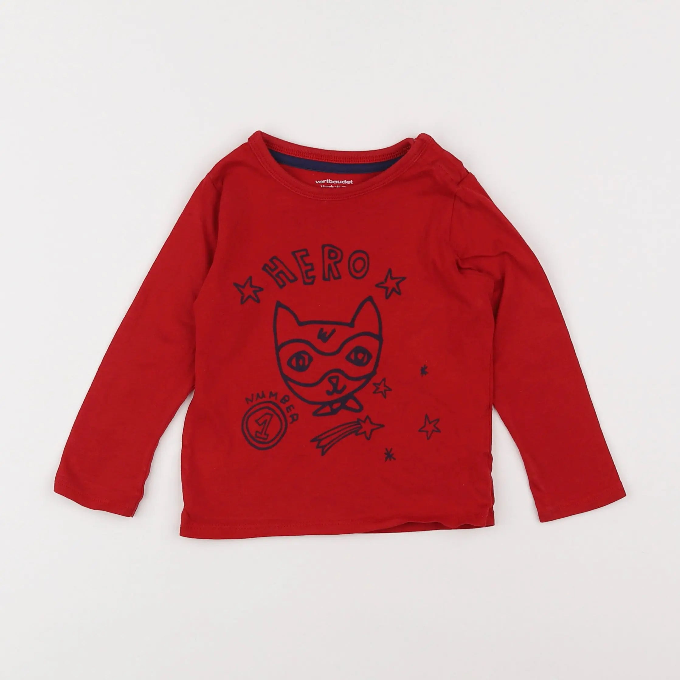 Vertbaudet - tee-shirt rouge - 18 mois