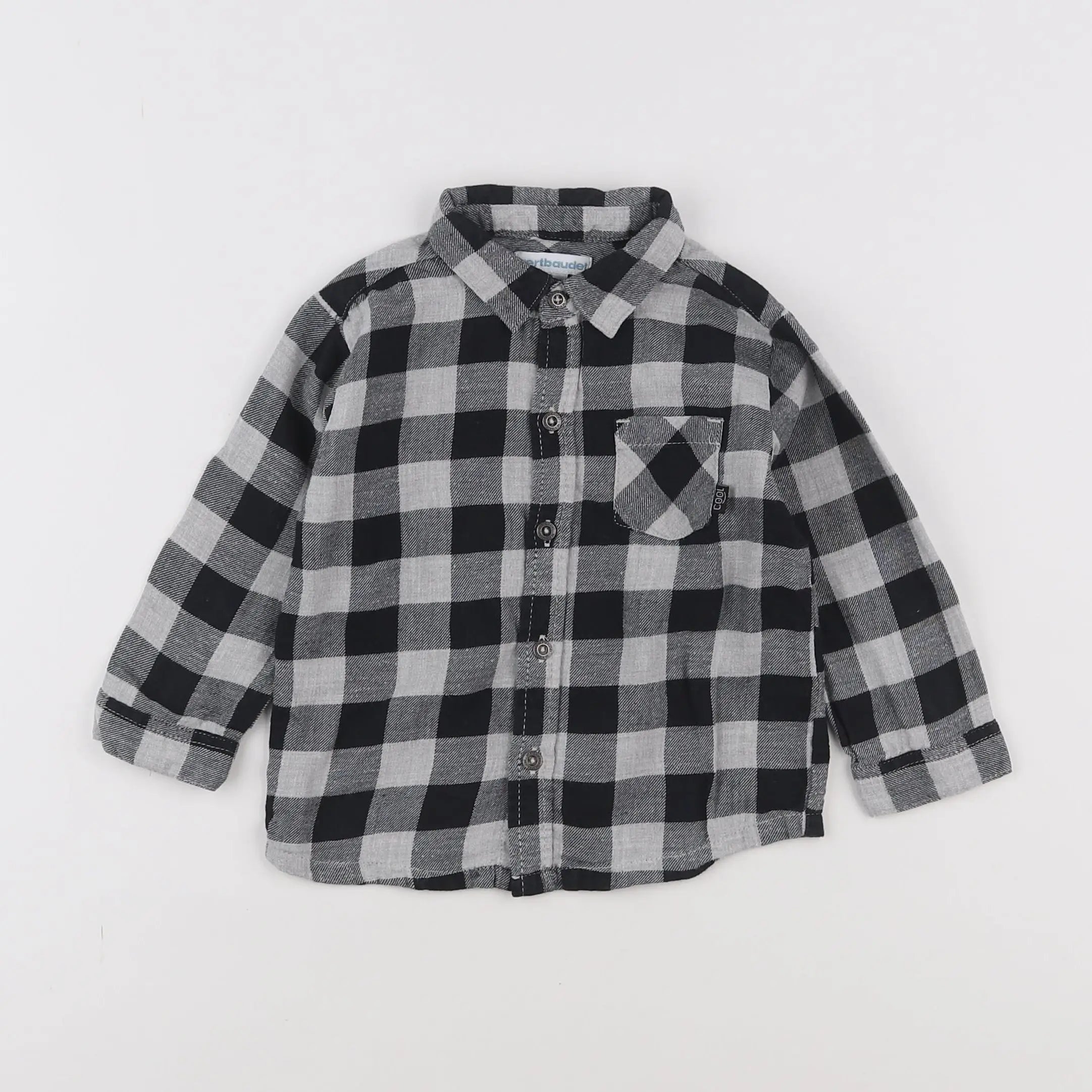 Vertbaudet - chemise noir, gris - 12 mois