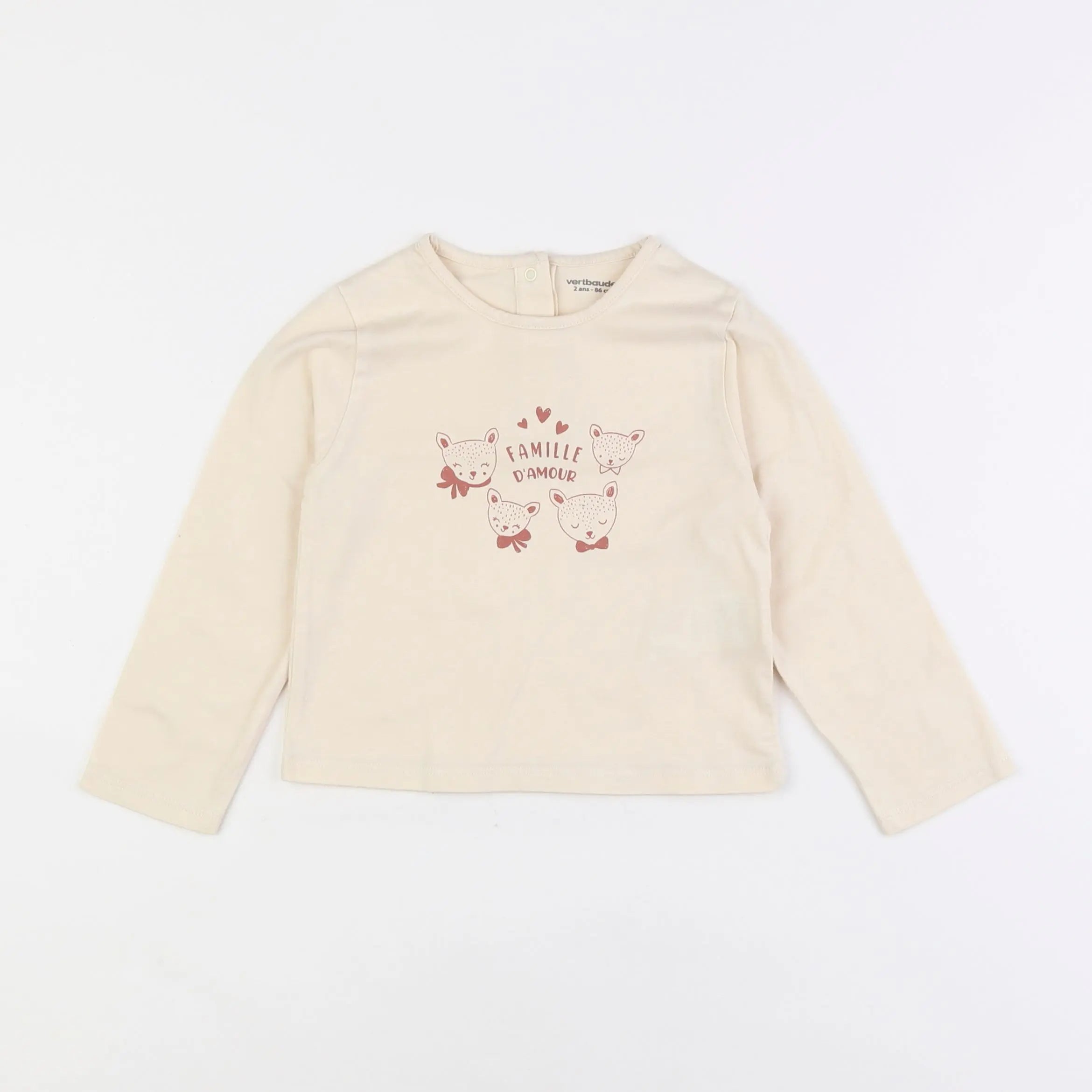 Vertbaudet - tee-shirt beige - 2 ans