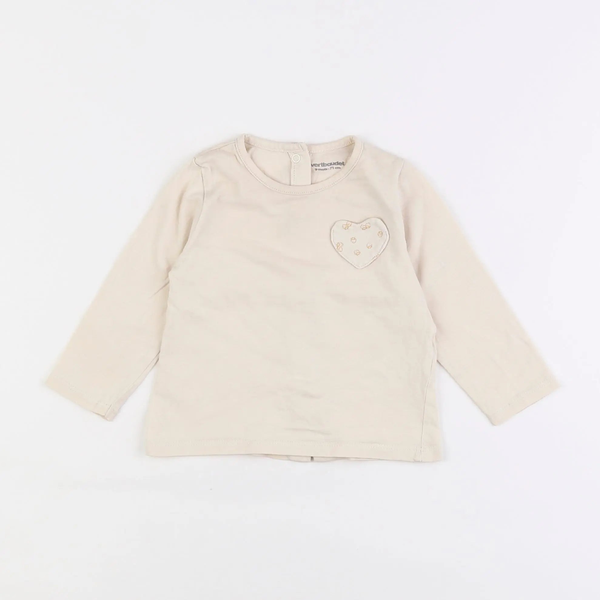 Vertbaudet - tee-shirt beige - 9 mois