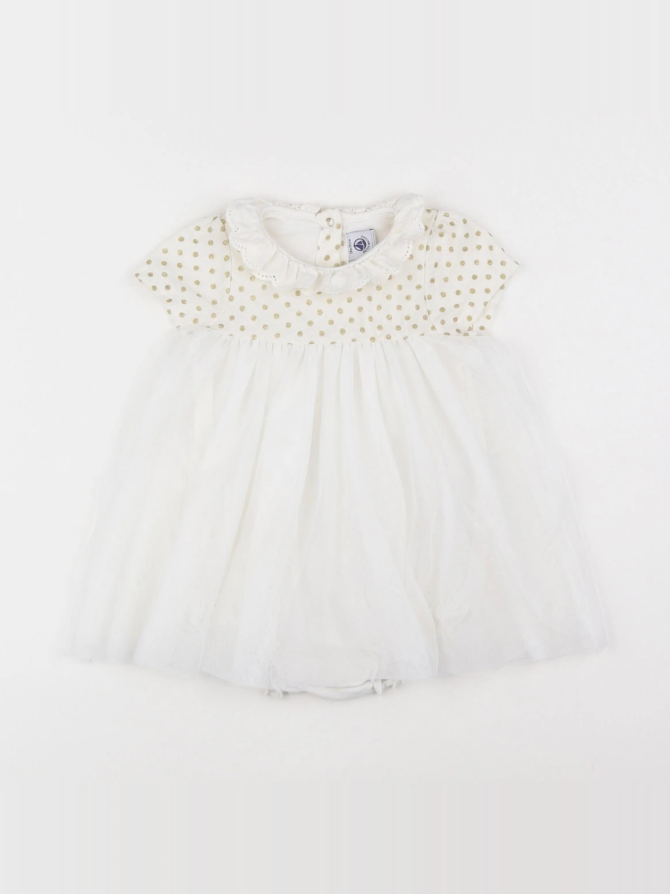 Petit Bateau - robe blanc, or - 18 mois