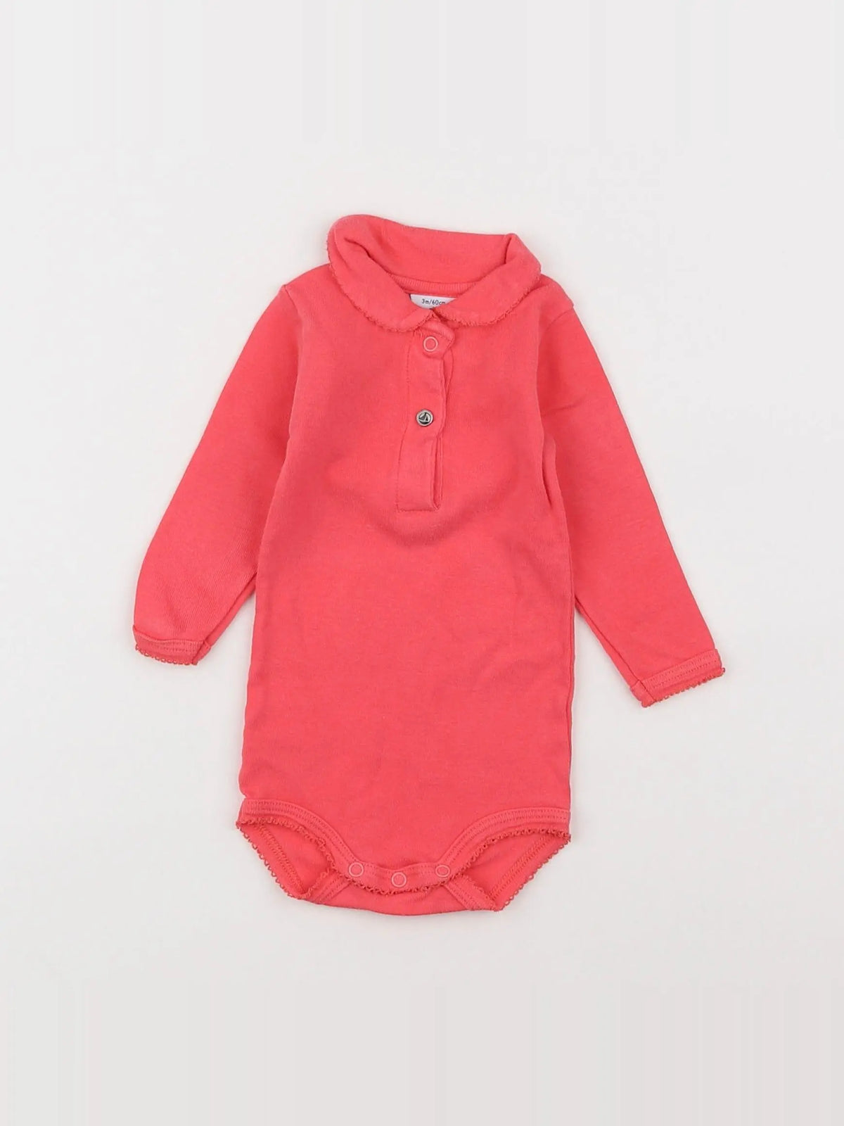 Petit Bateau - body à col rose - 3 mois