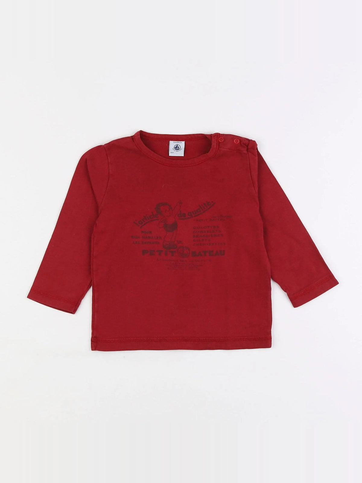 Petit Bateau - tee-shirt rouge - 2 ans