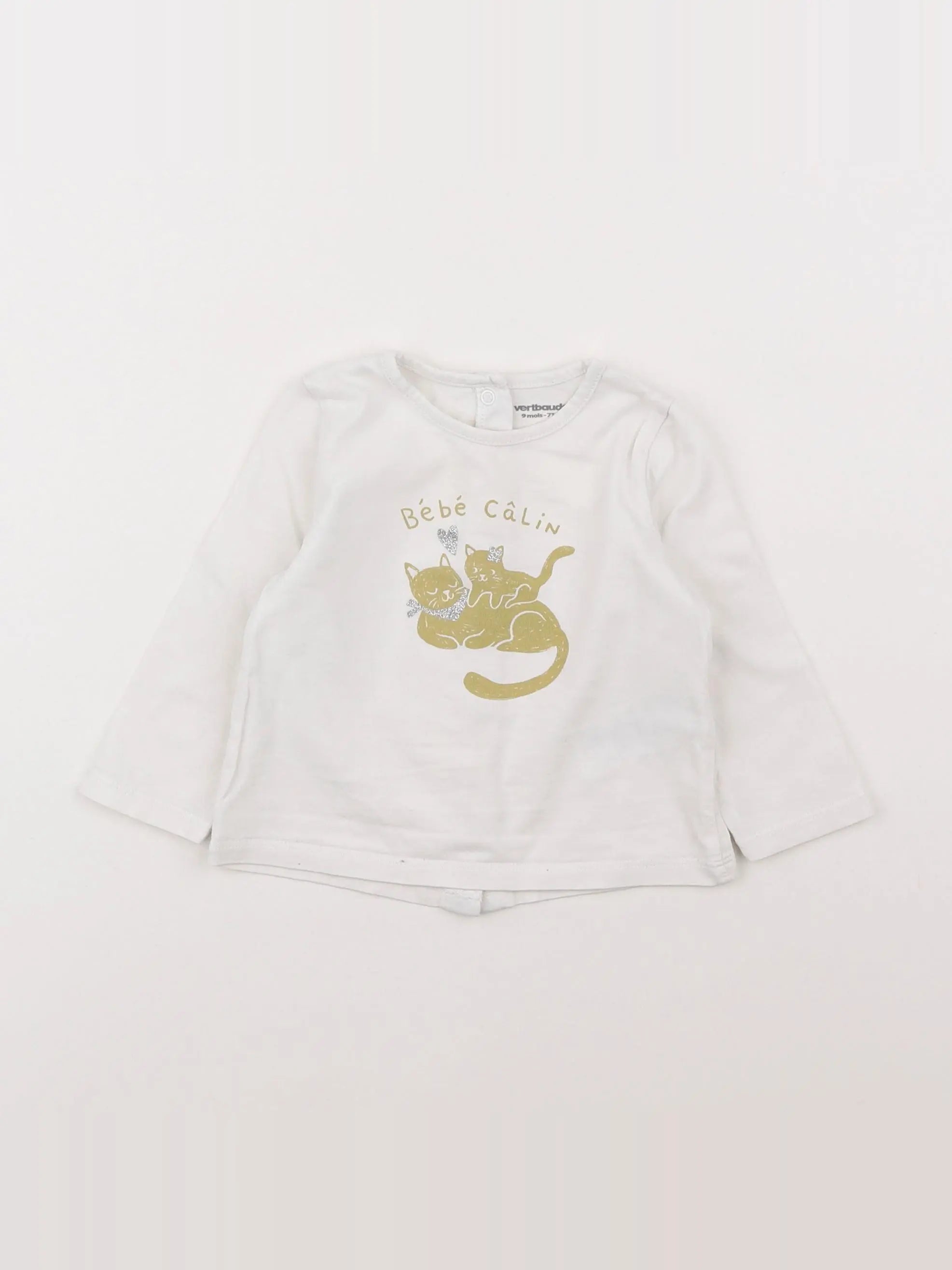 Vertbaudet - tee-shirt blanc - 9 mois