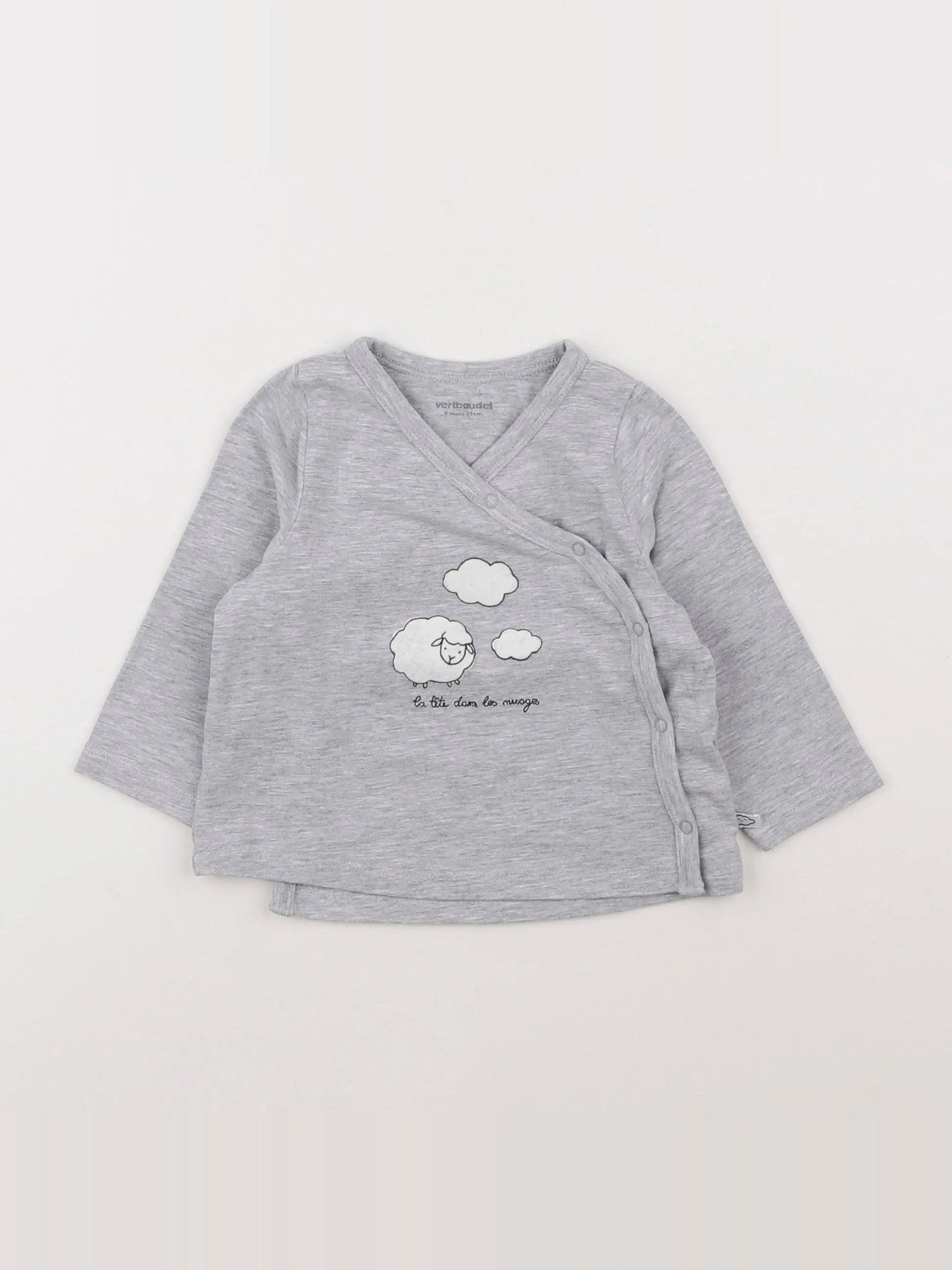 Vertbaudet - maillot de corps gris - 9 mois