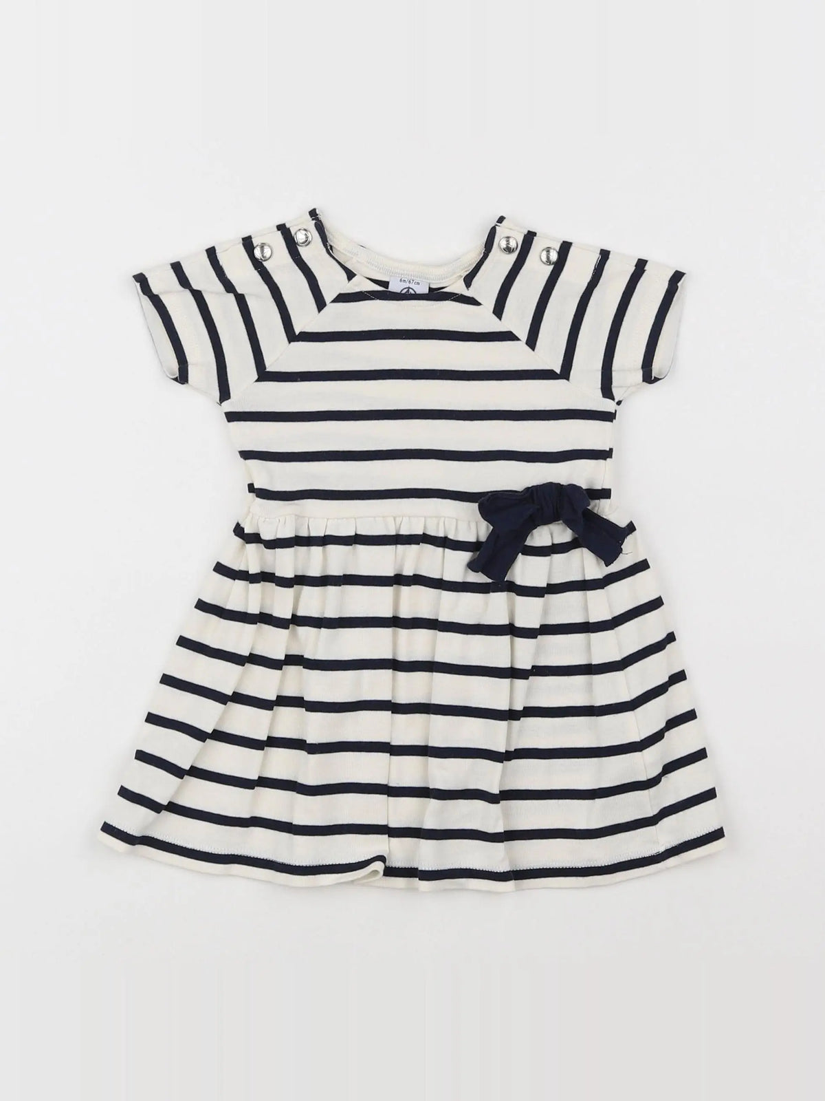 Petit Bateau - robe beige, bleu - 6 mois