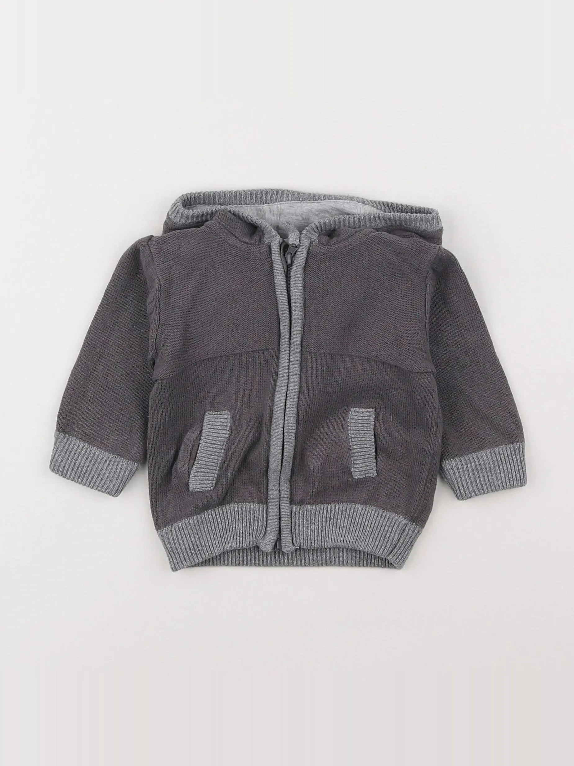 Vertbaudet - gilet gris - 9 mois