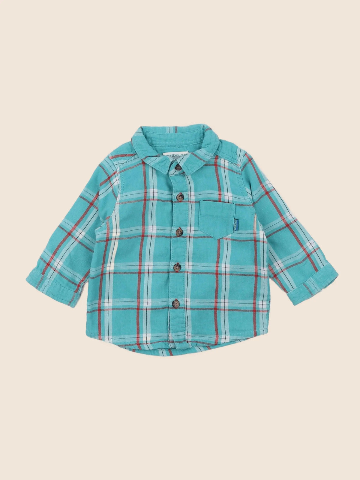 Vertbaudet - chemise bleu - 6 mois