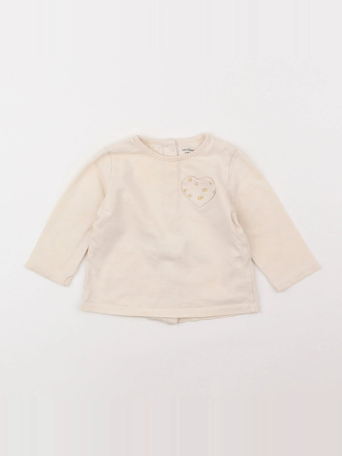Vertbaudet - tee-shirt beige - 6 mois