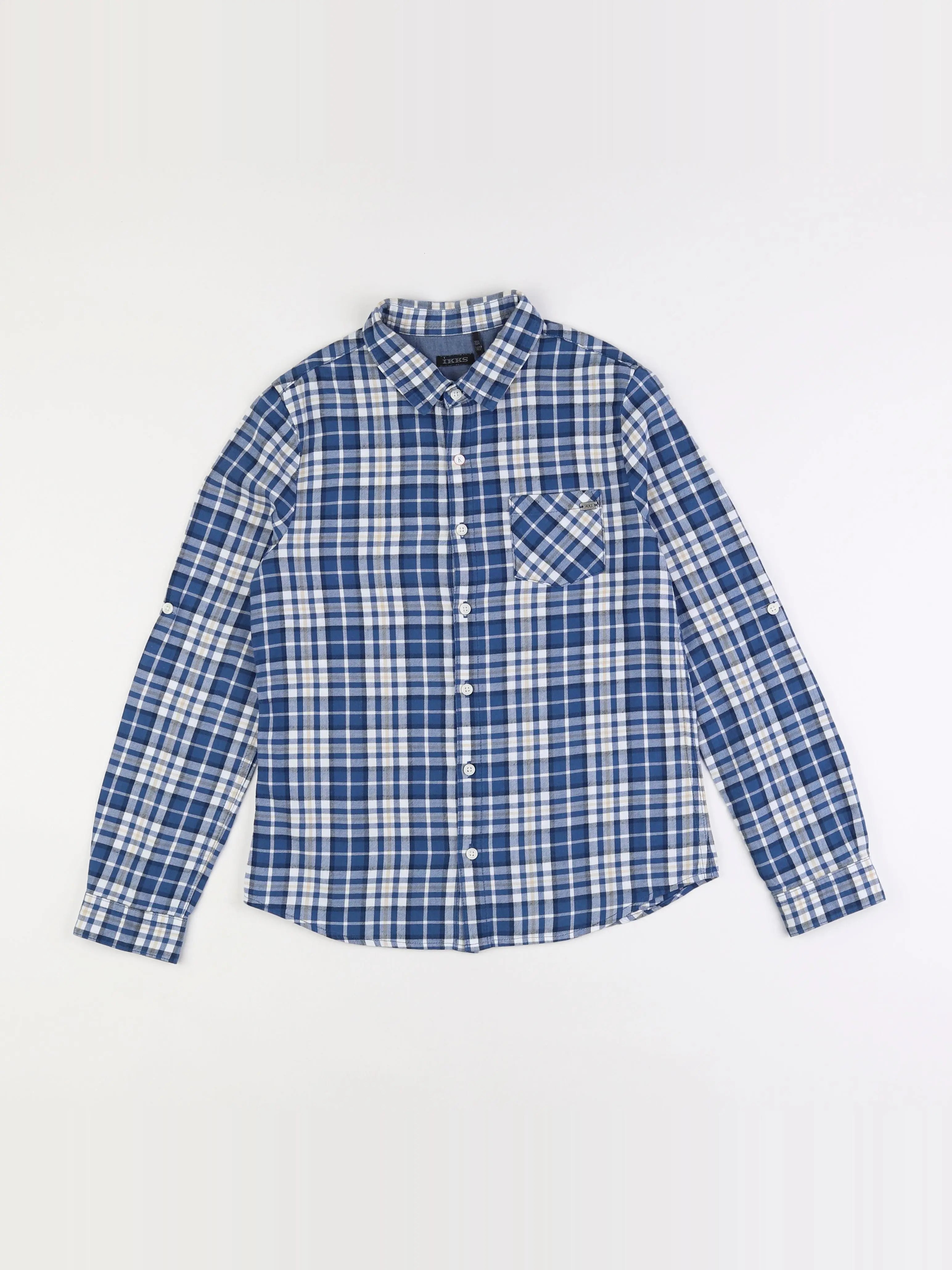 IKKS - chemise bleu, beige - 10 ans