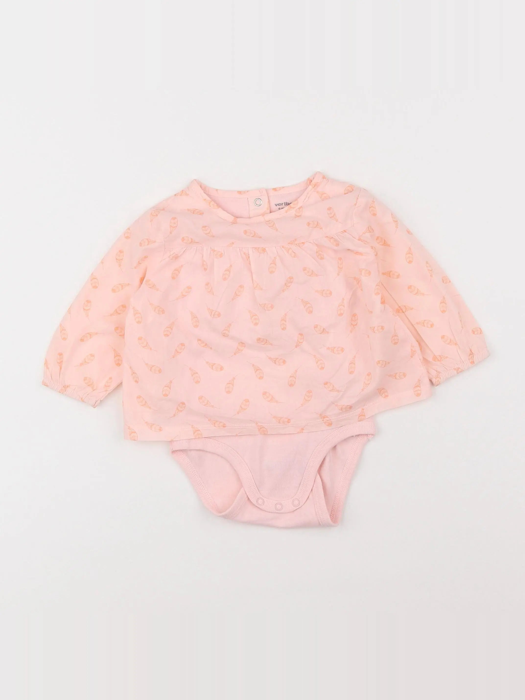 Vertbaudet - body blouse rose - 6 mois