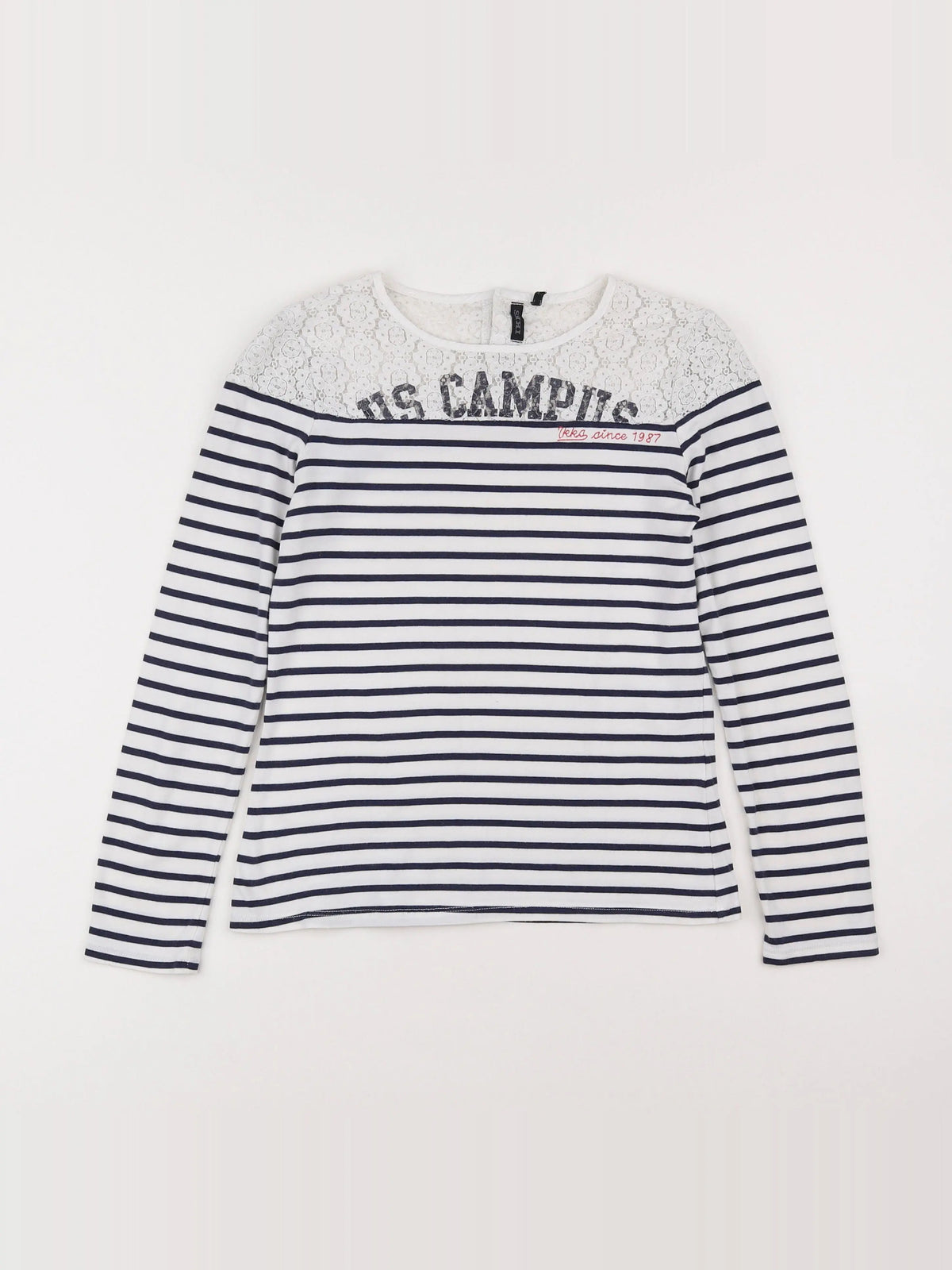 IKKS - tee-shirt blanc, bleu - 10 ans