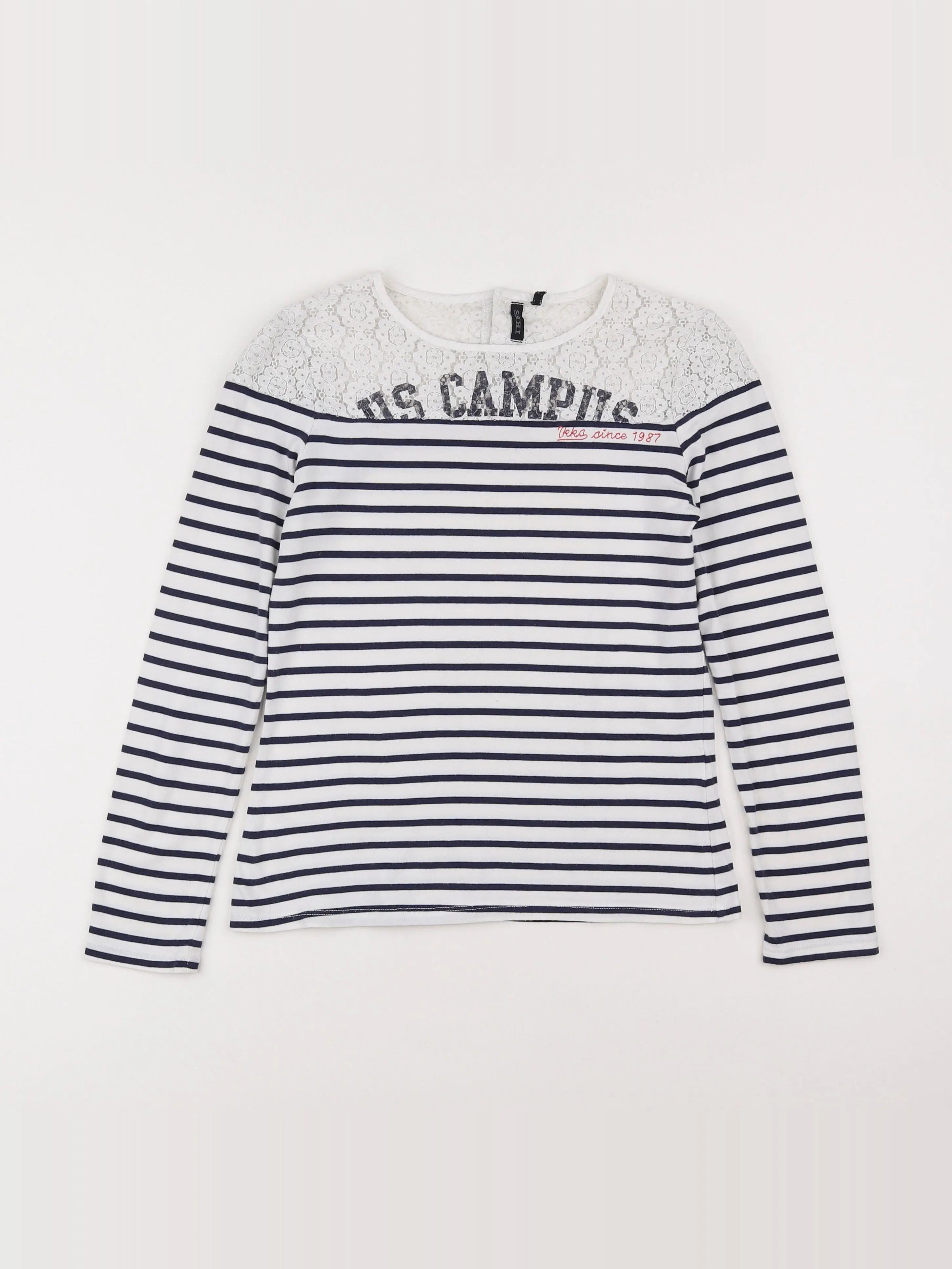 IKKS - tee-shirt blanc, bleu - 10 ans