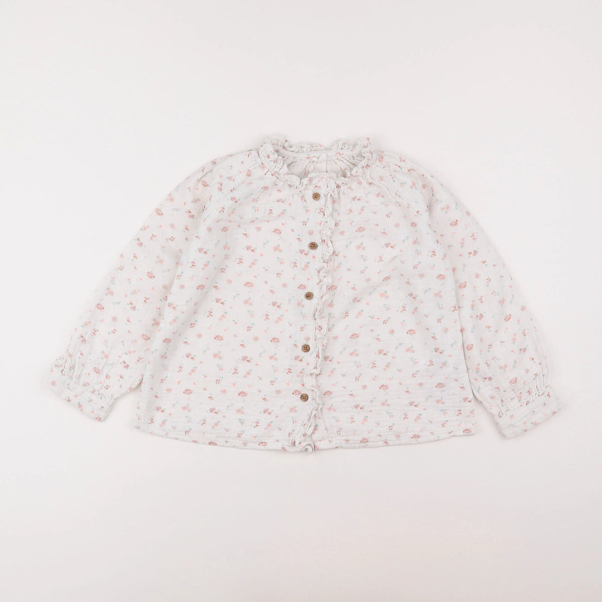 Vertbaudet - blouse beige, rose - 6 ans