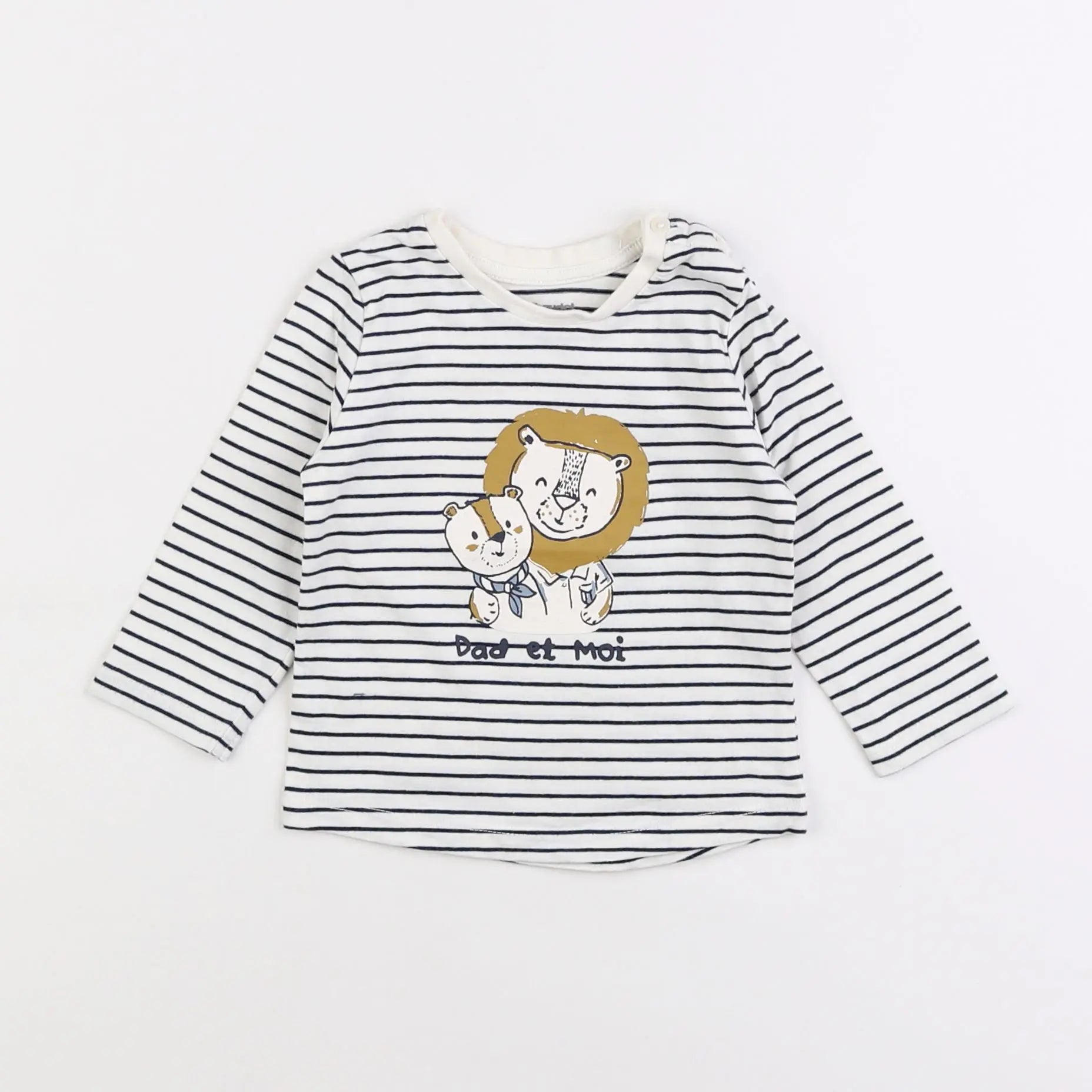 Vertbaudet - tee-shirt blanc, bleu - 6 mois