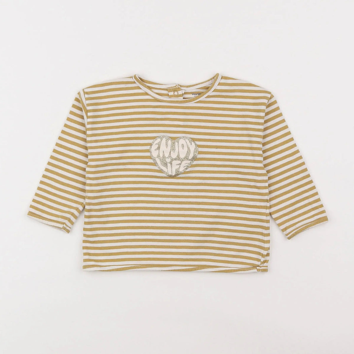 Vertbaudet - tee-shirt jaune, blanc - 12 mois