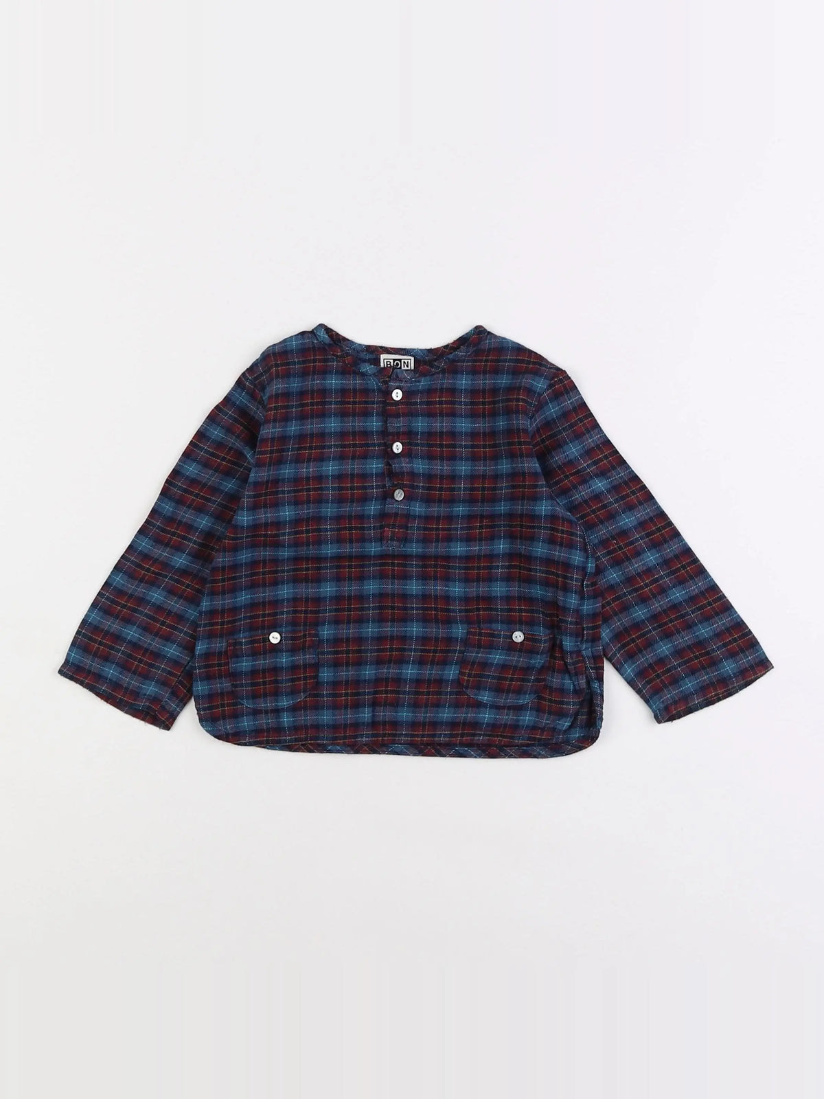 Bonton - chemise bleu, rouge - 18 mois