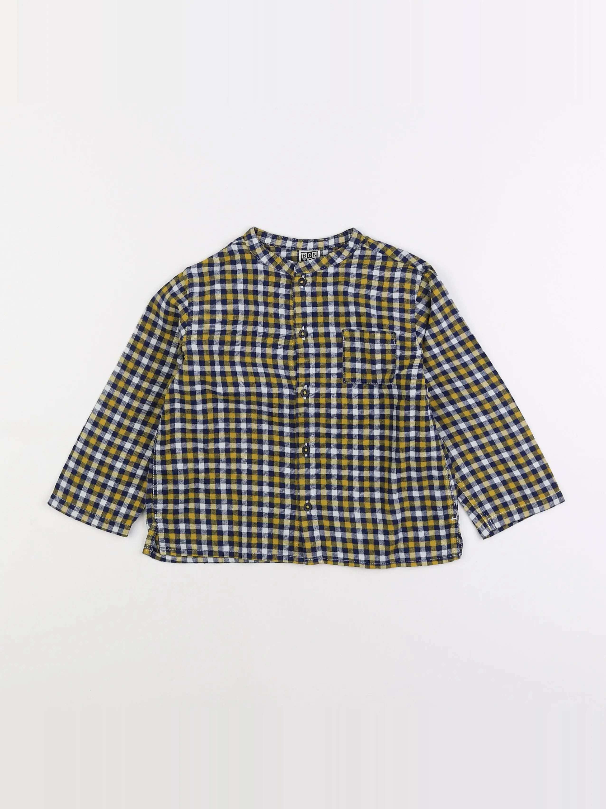 Bonton - chemise bleu, jaune - 3 ans