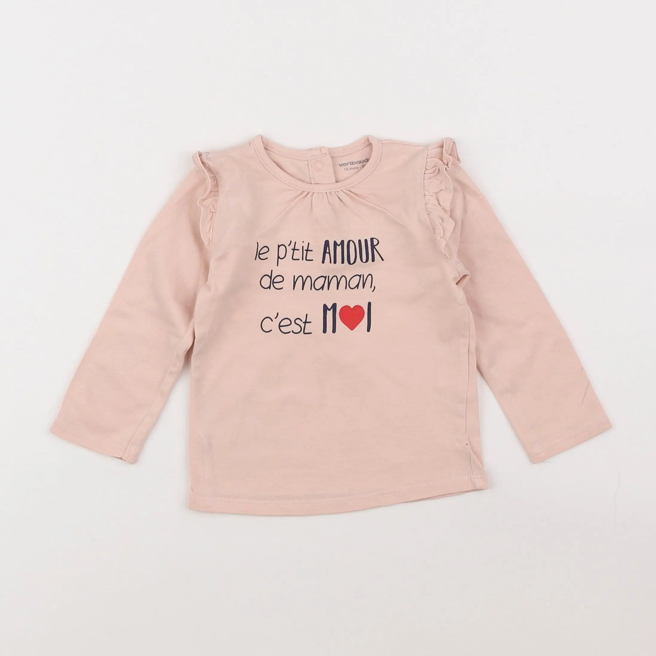 Vertbaudet - tee-shirt rose - 12 mois