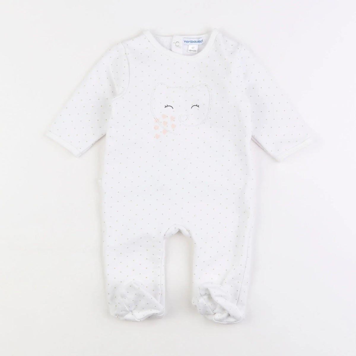 Vertbaudet - pyjama coton blanc - 6 mois