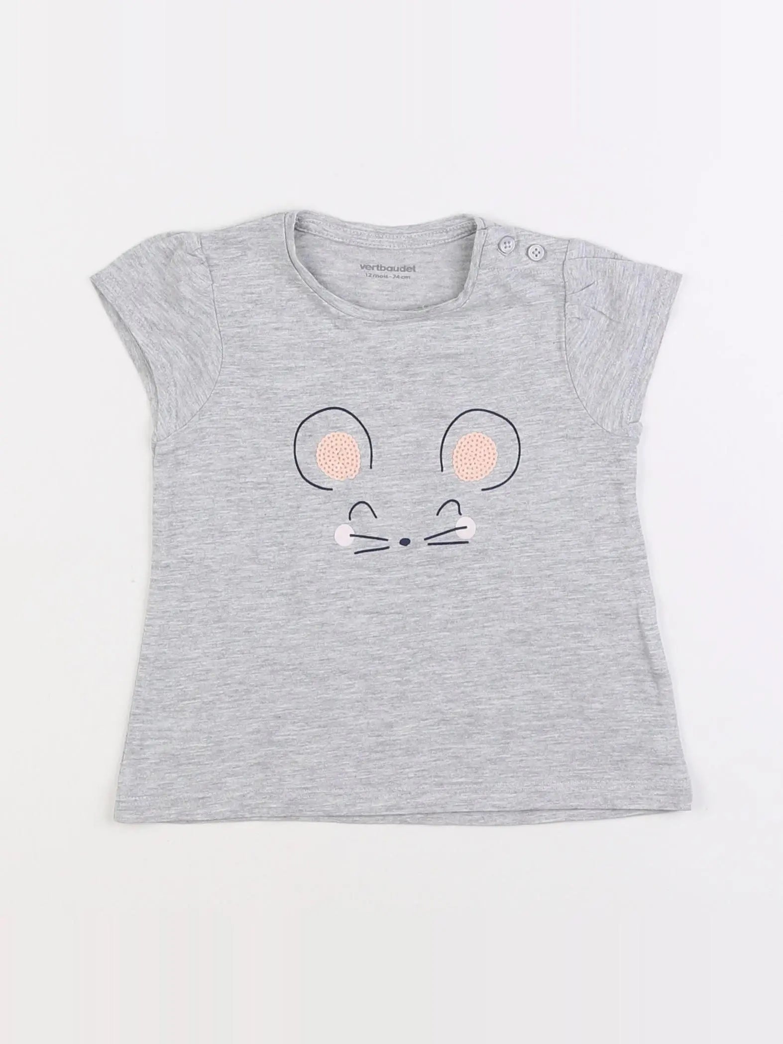 Vertbaudet - tee-shirt gris - 12 mois