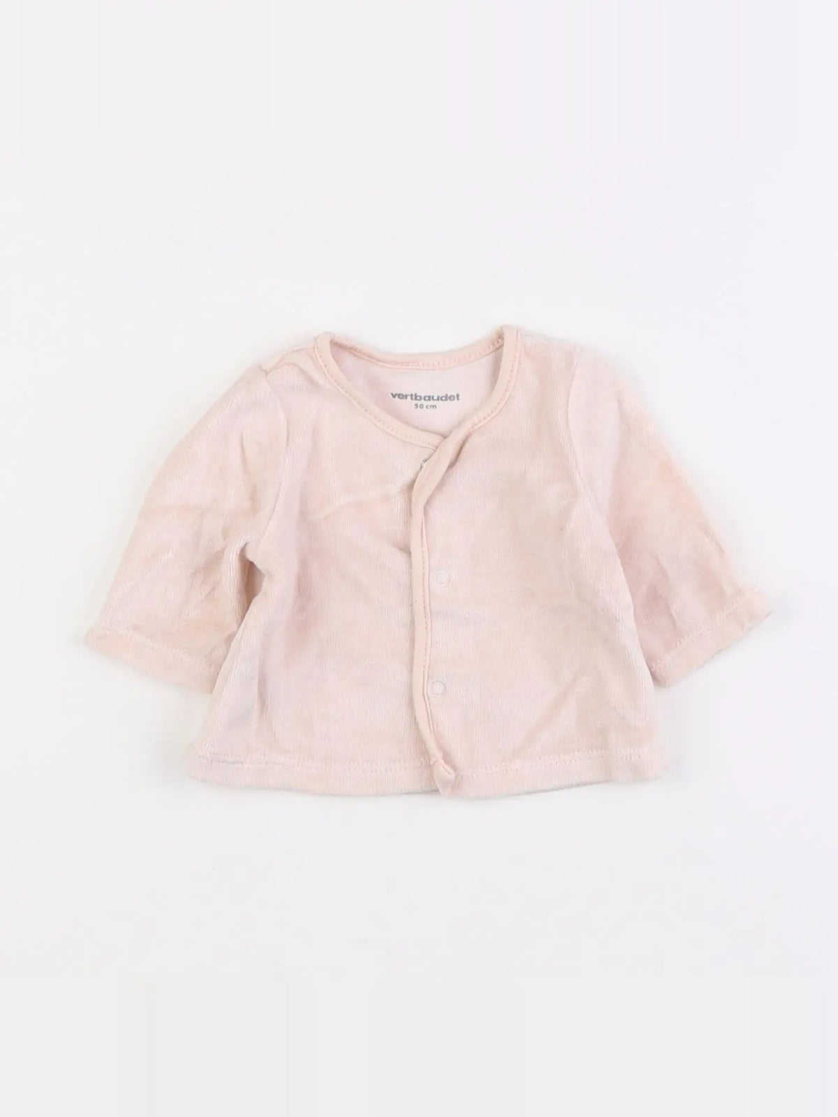 Vertbaudet - sweat velours rose - 0 mois
