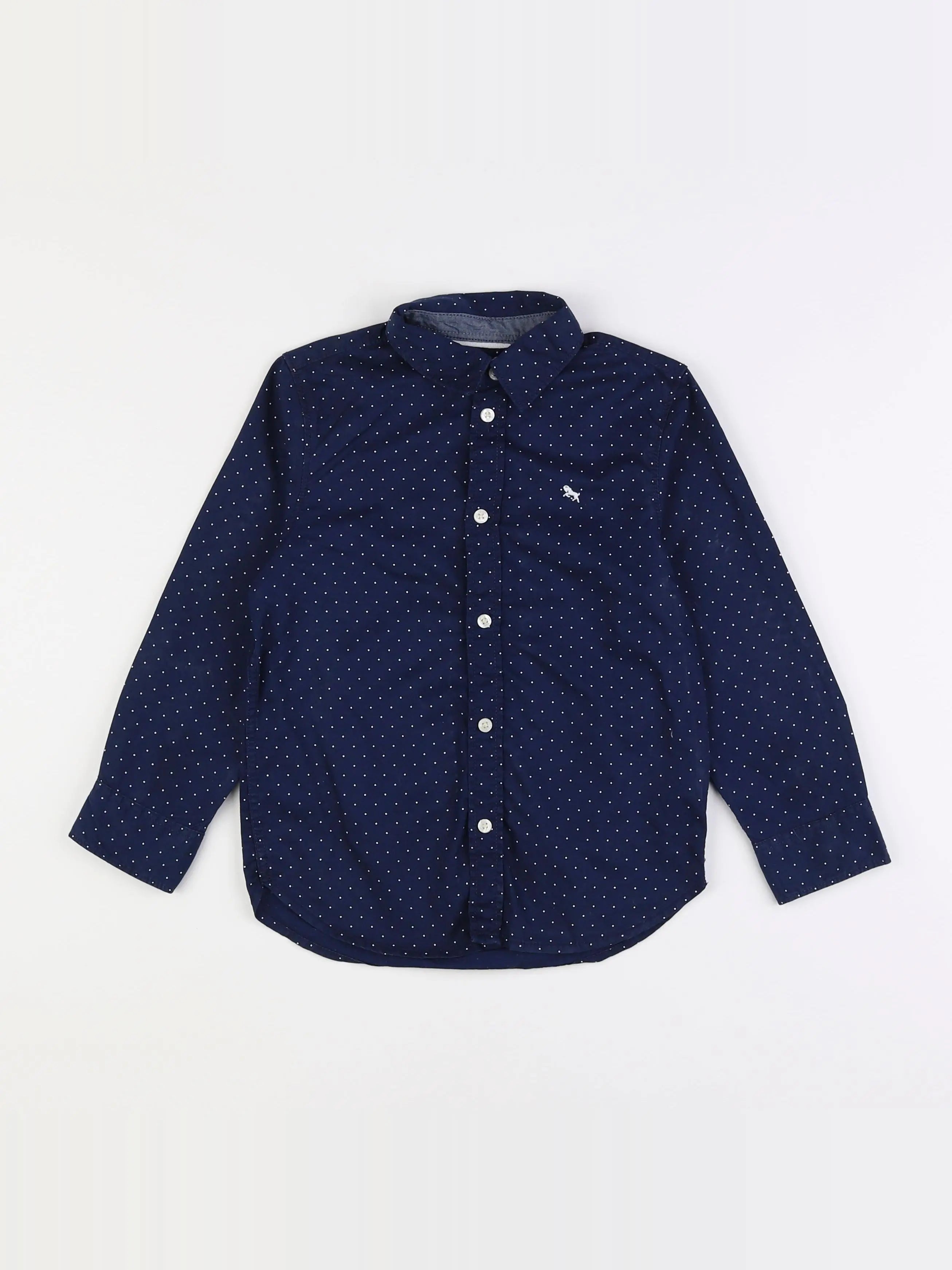 H&M - chemise bleu, blanc - 5/6 ans