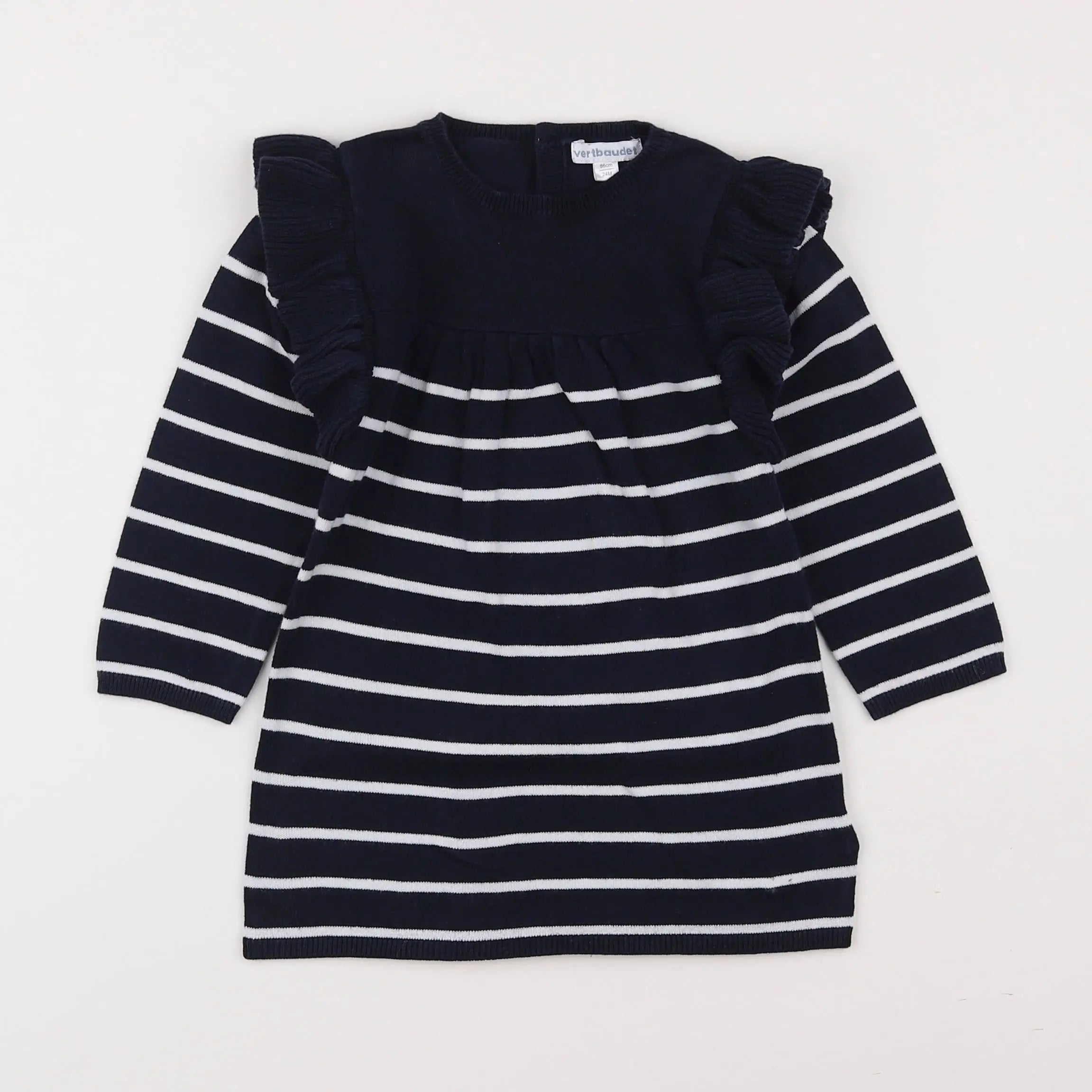 Vertbaudet - robe blanc, bleu - 2 ans