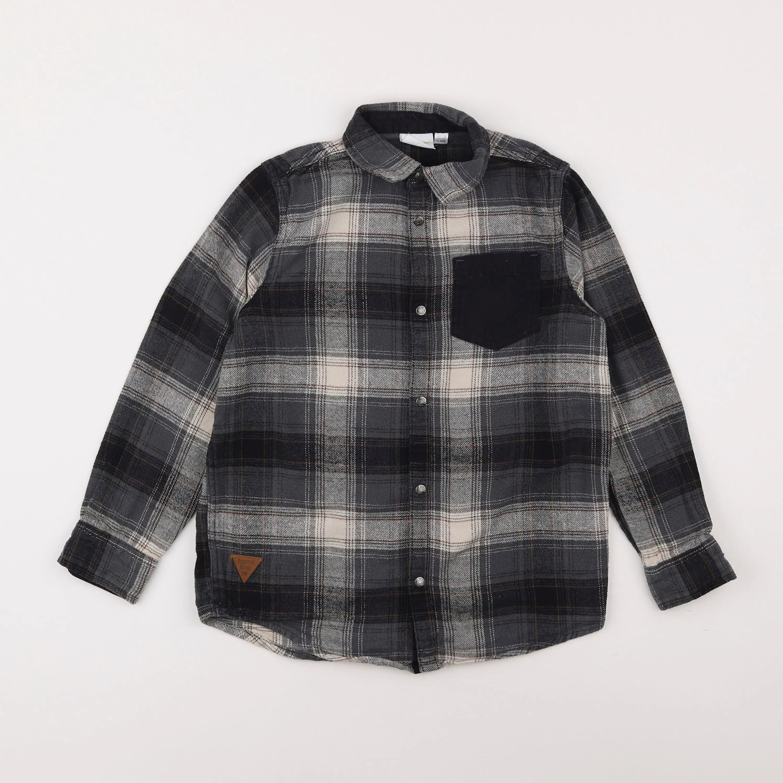 Vertbaudet - chemise gris, bleu - 10 ans