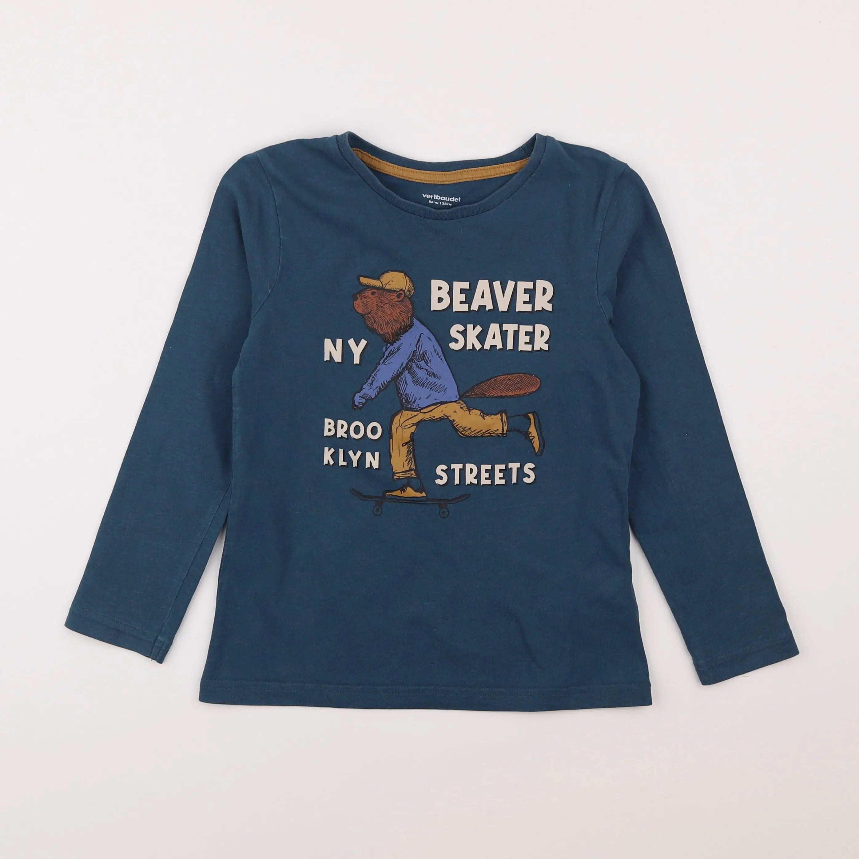 Vertbaudet - tee-shirt bleu - 8 ans