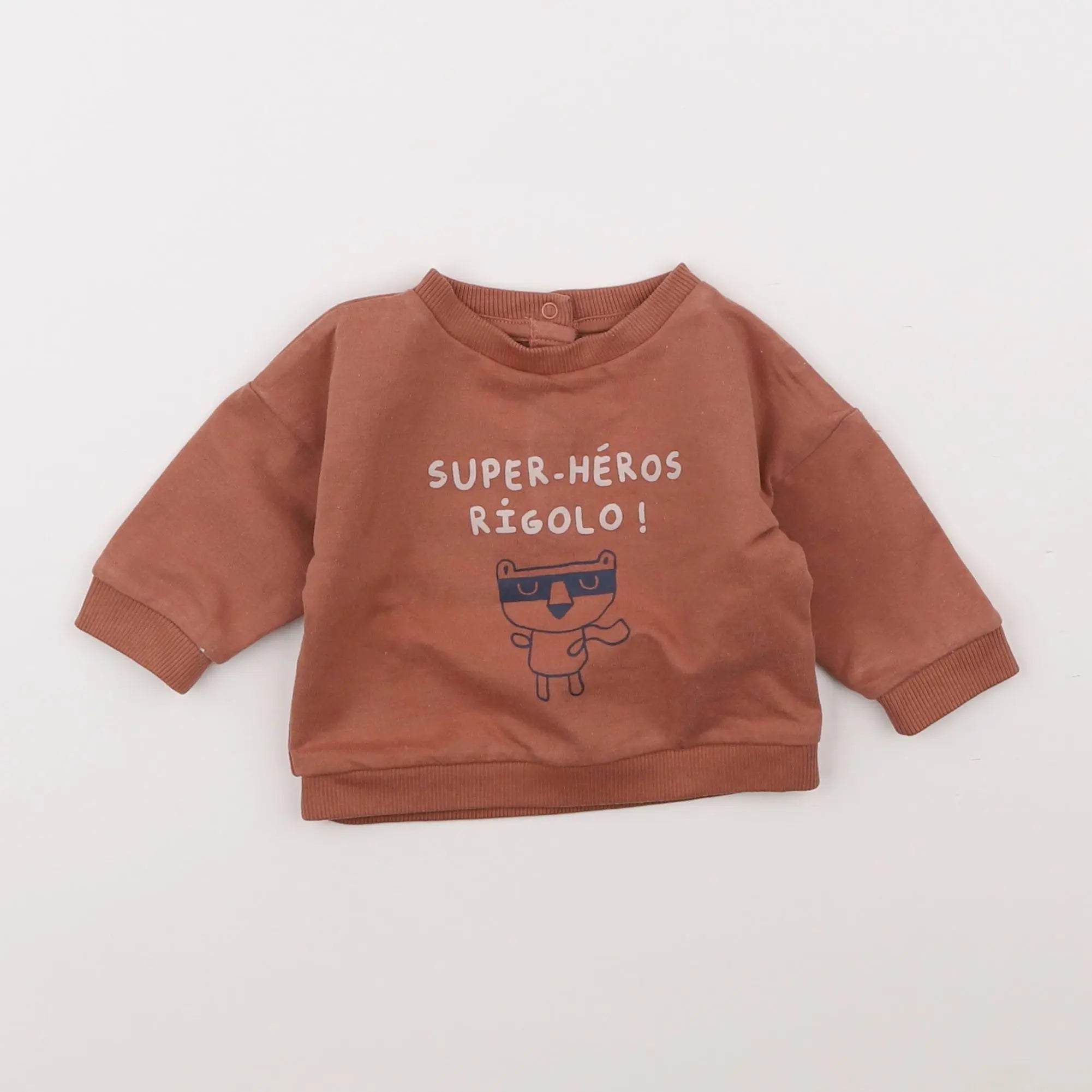 Vertbaudet - sweat marron - 3 mois