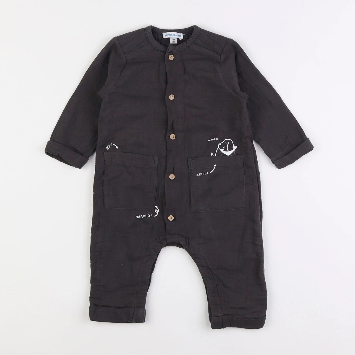 Vertbaudet - combinaison marron - 9 mois