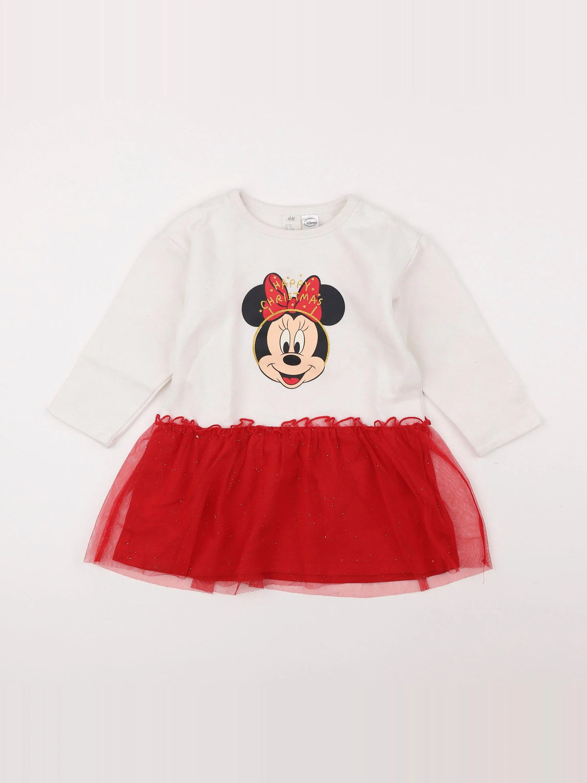 H&M - robe rouge, blanc - 2/3 ans