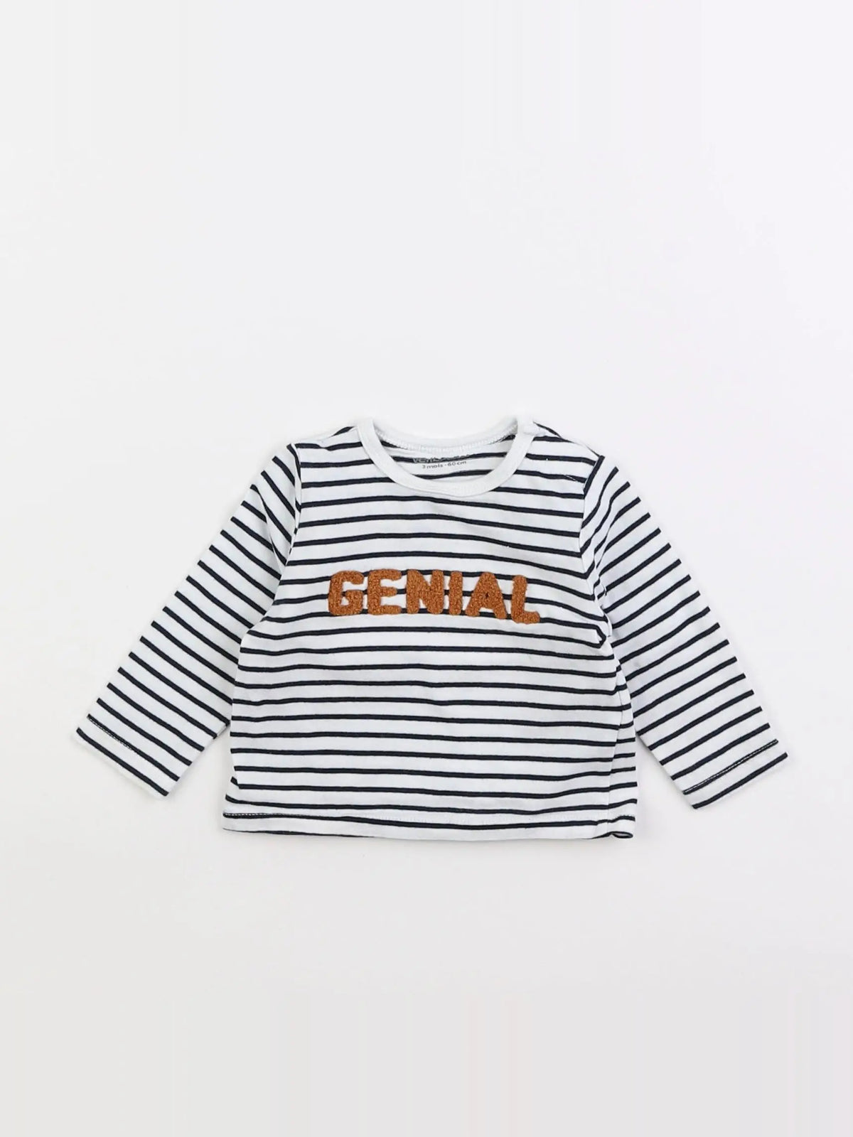 Vertbaudet - tee-shirt bleu, blanc - 3 mois