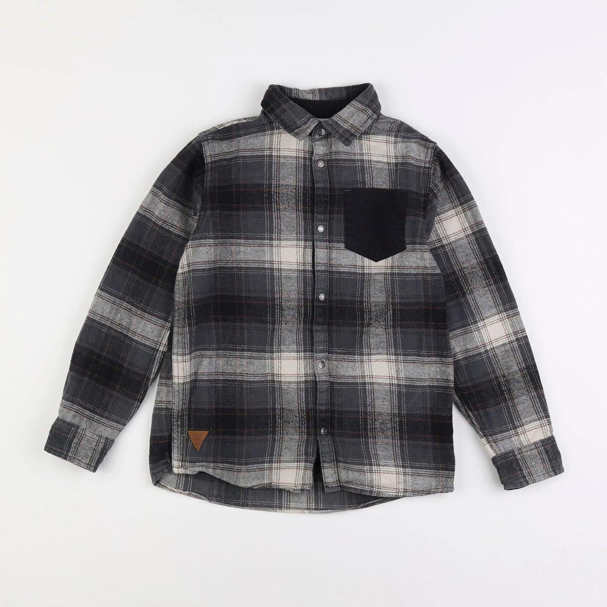 Vertbaudet - chemise gris, noir - 10 ans
