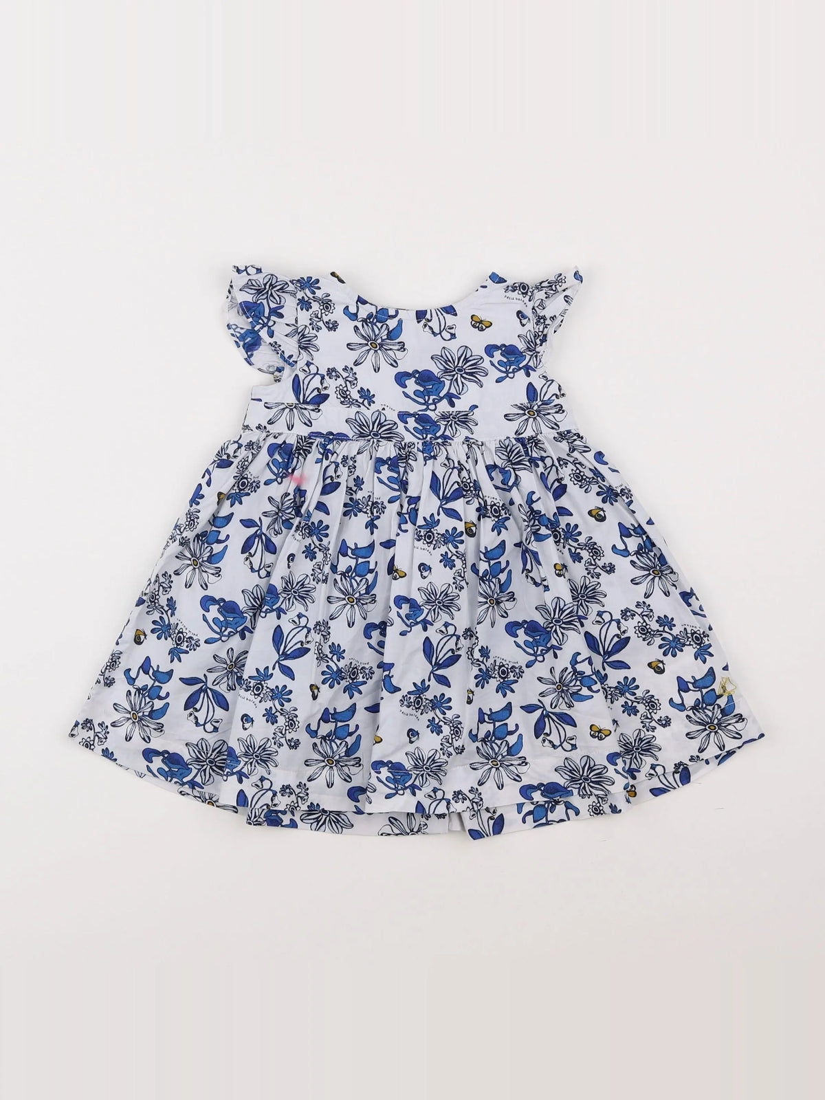 Petit Bateau - robe blanc, bleu - 6 mois