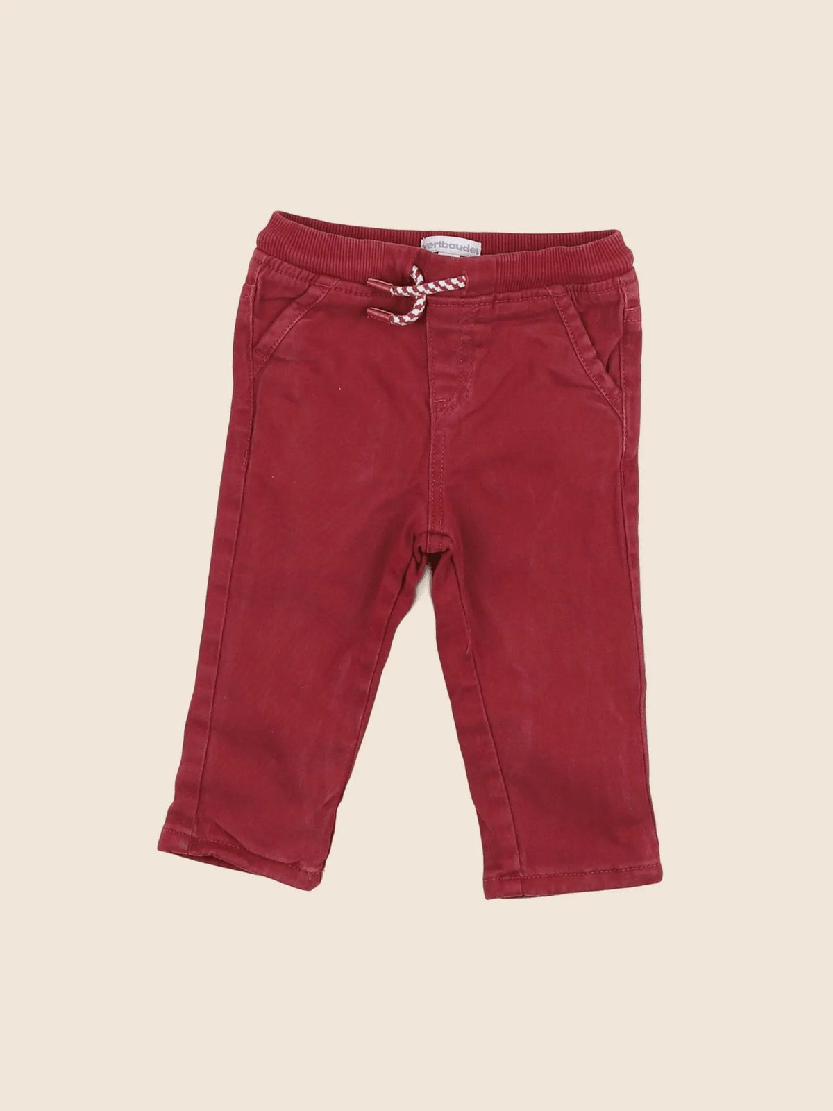 Vertbaudet - pantalon rouge - 12 mois